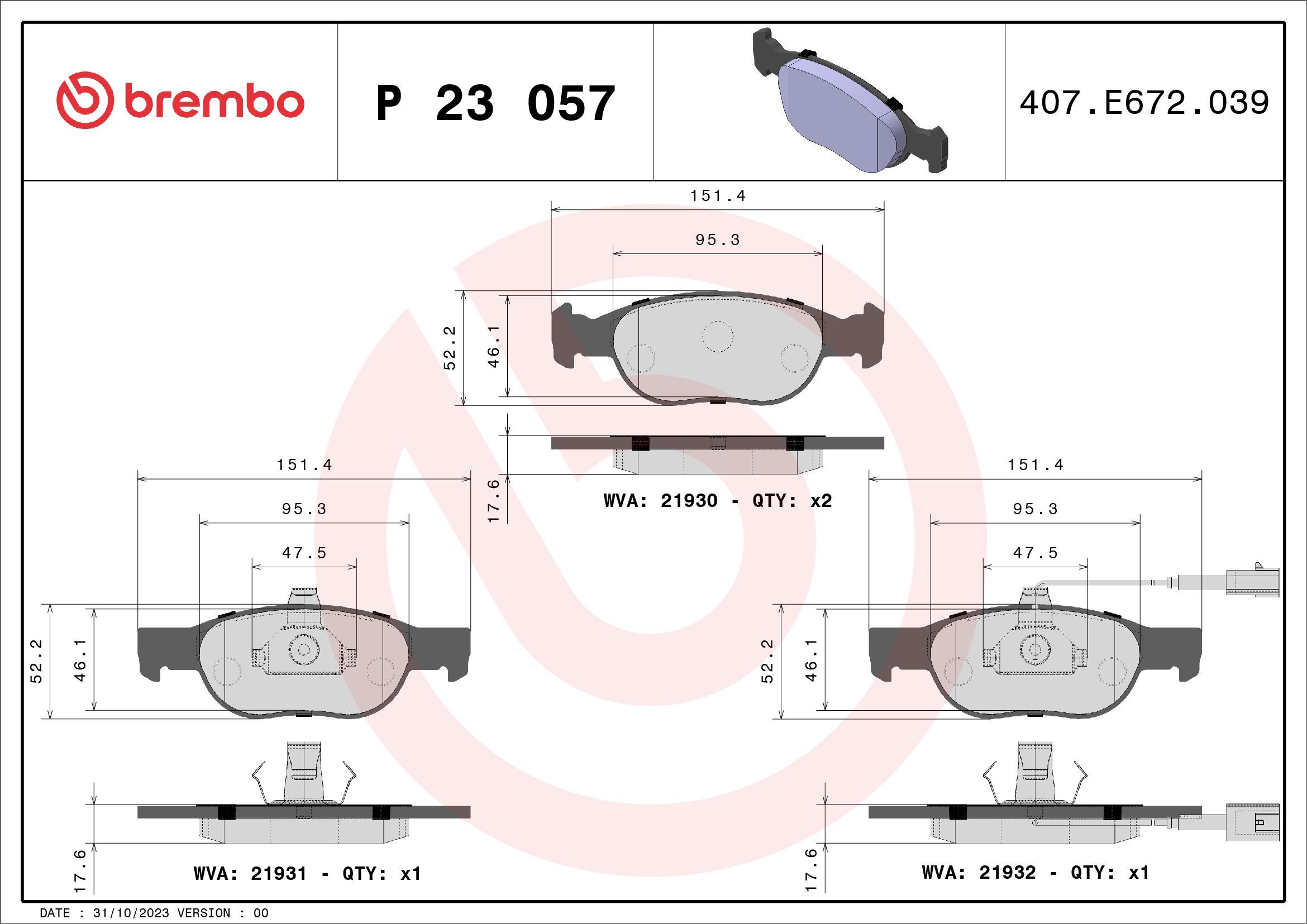 Гальмівні колодки Brembo P23057 ціна, від 19.70 USD