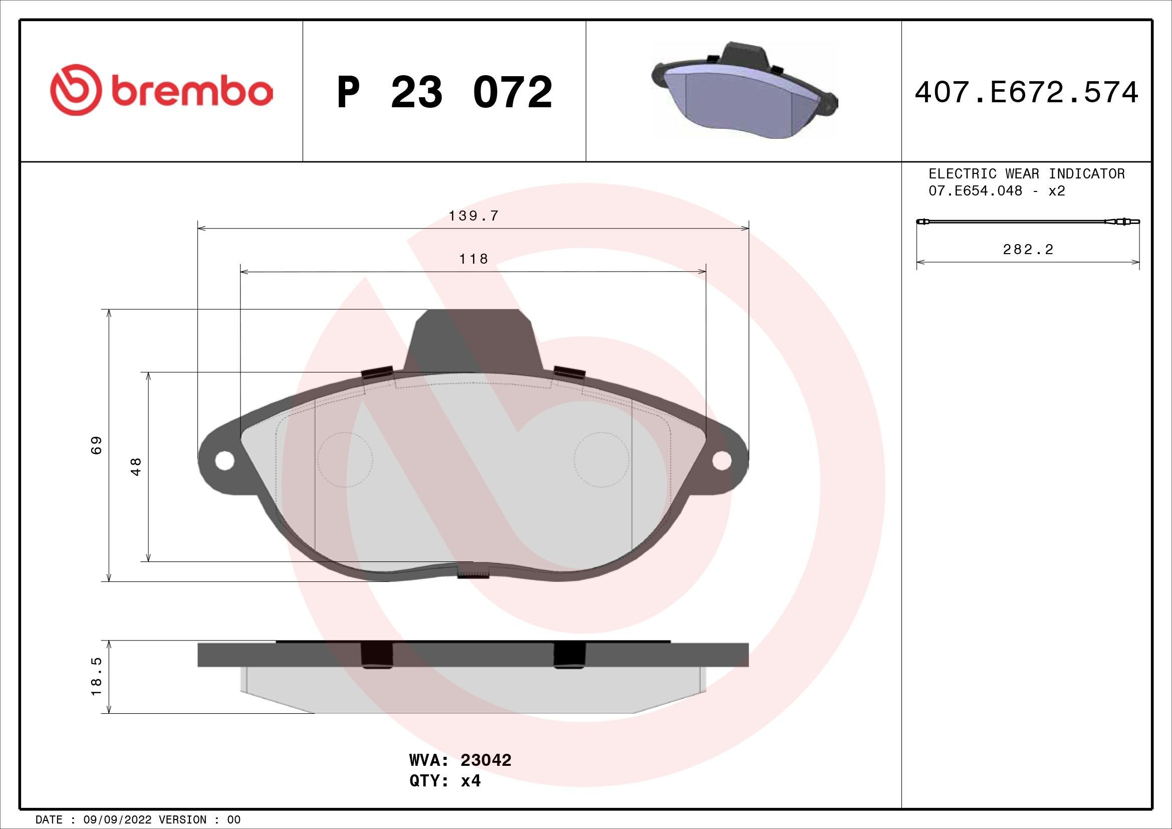 Тормозні колодки Brembo P23072