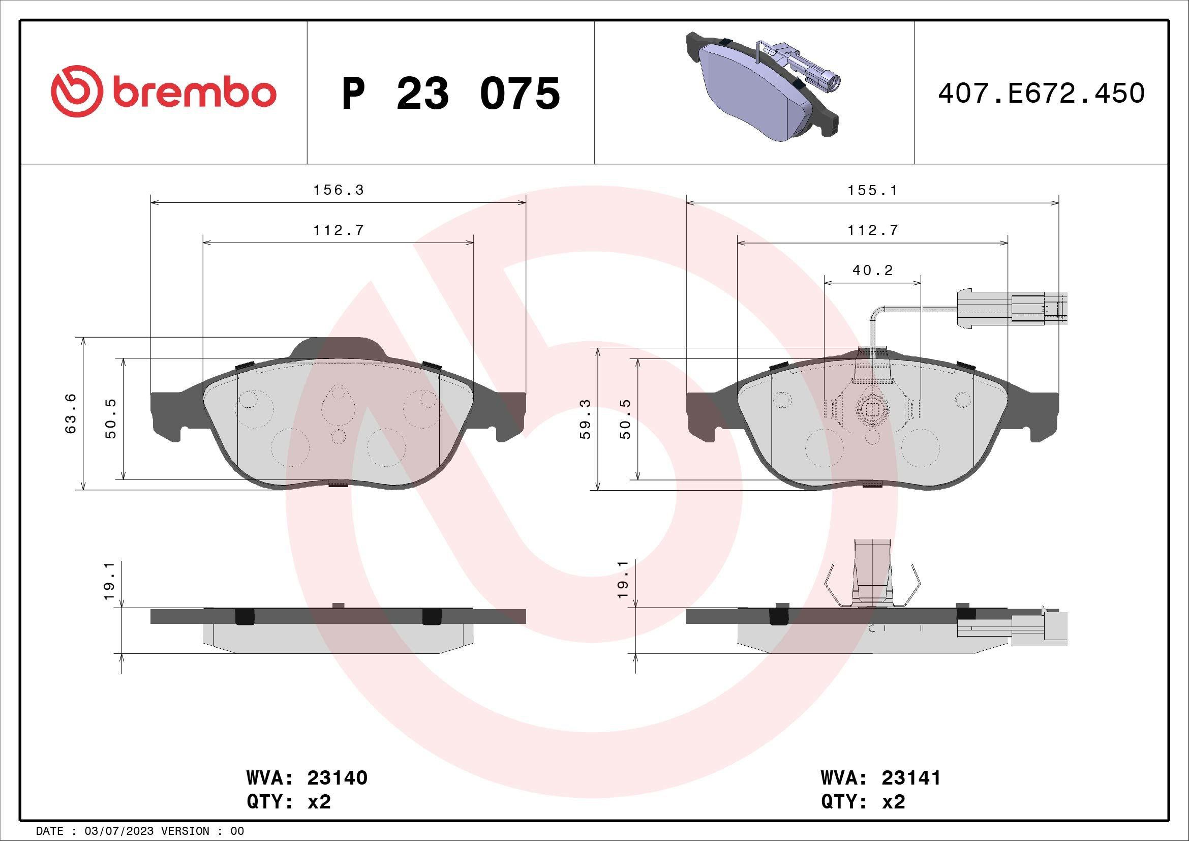 Гальмівні колодки Brembo P23075 ціна, від 29.63 USD