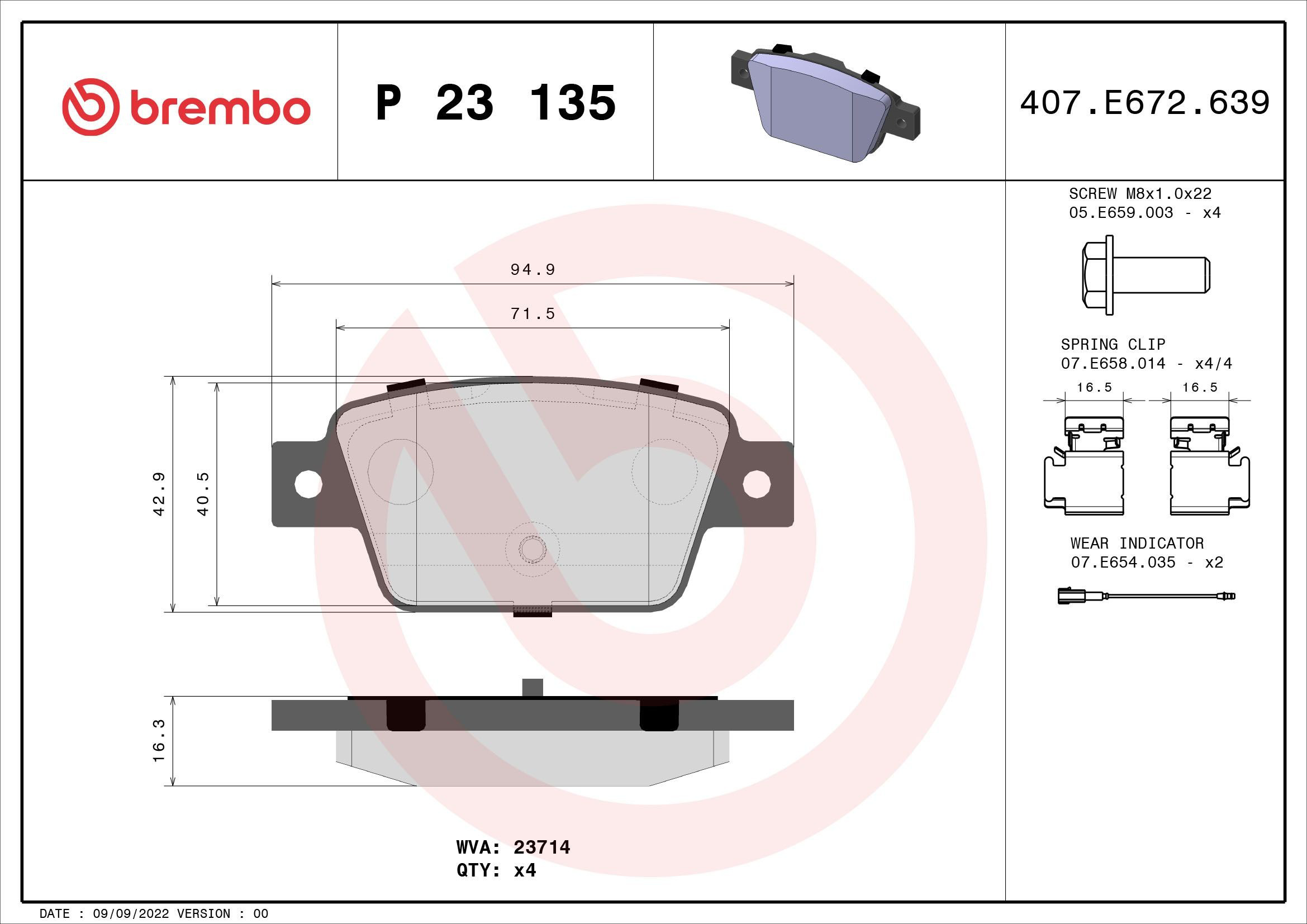 Задні гальмівні колодки Brembo P23135 ціна, від 24.10 USD