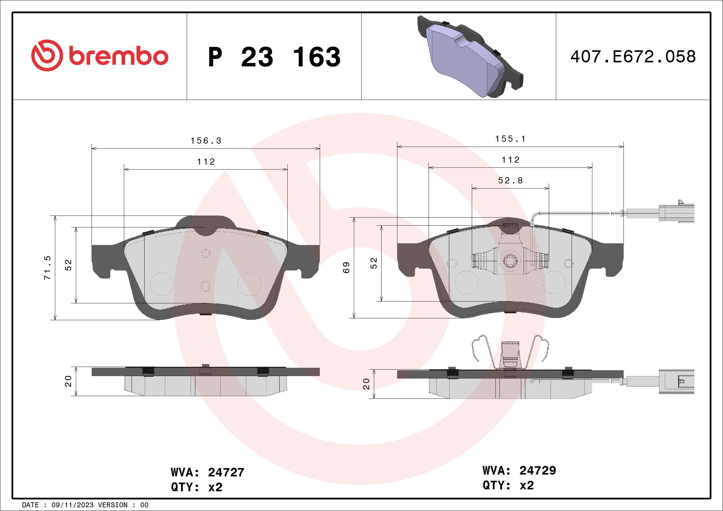 Гальмівні колодки Brembo P23163 ціна, від 29.60 USD