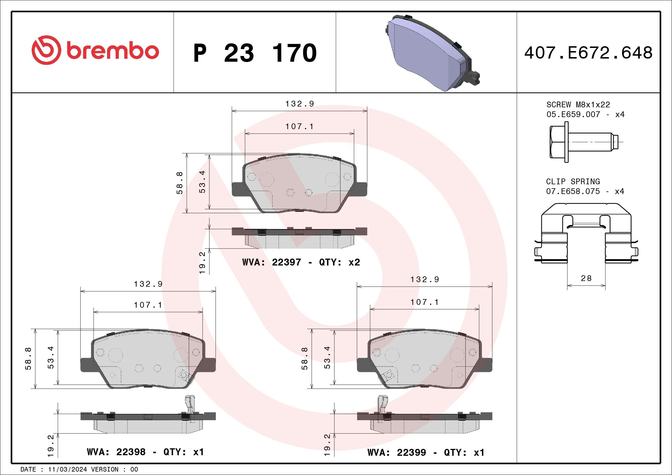 Гальмівні колодки Brembo P23170 ціна, від 50.01 USD
