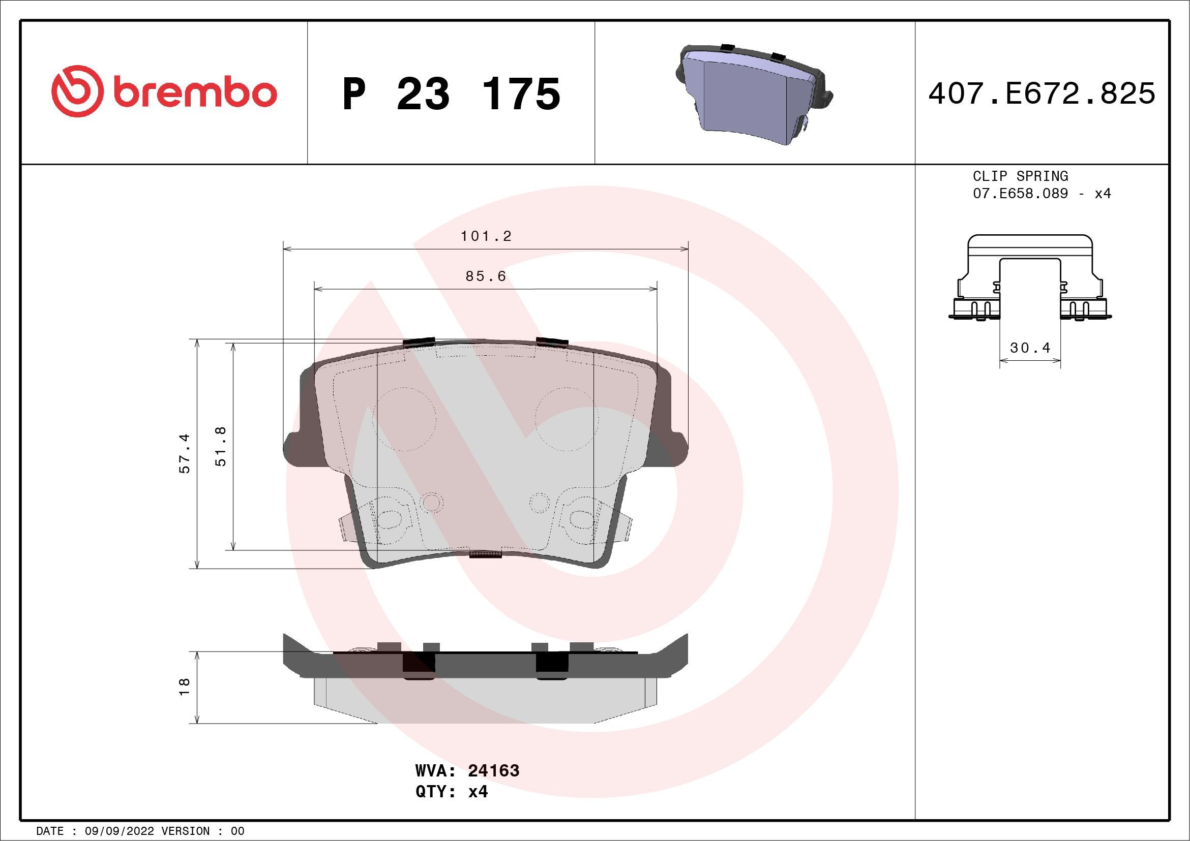 Задні дискові колодки Brembo P23175