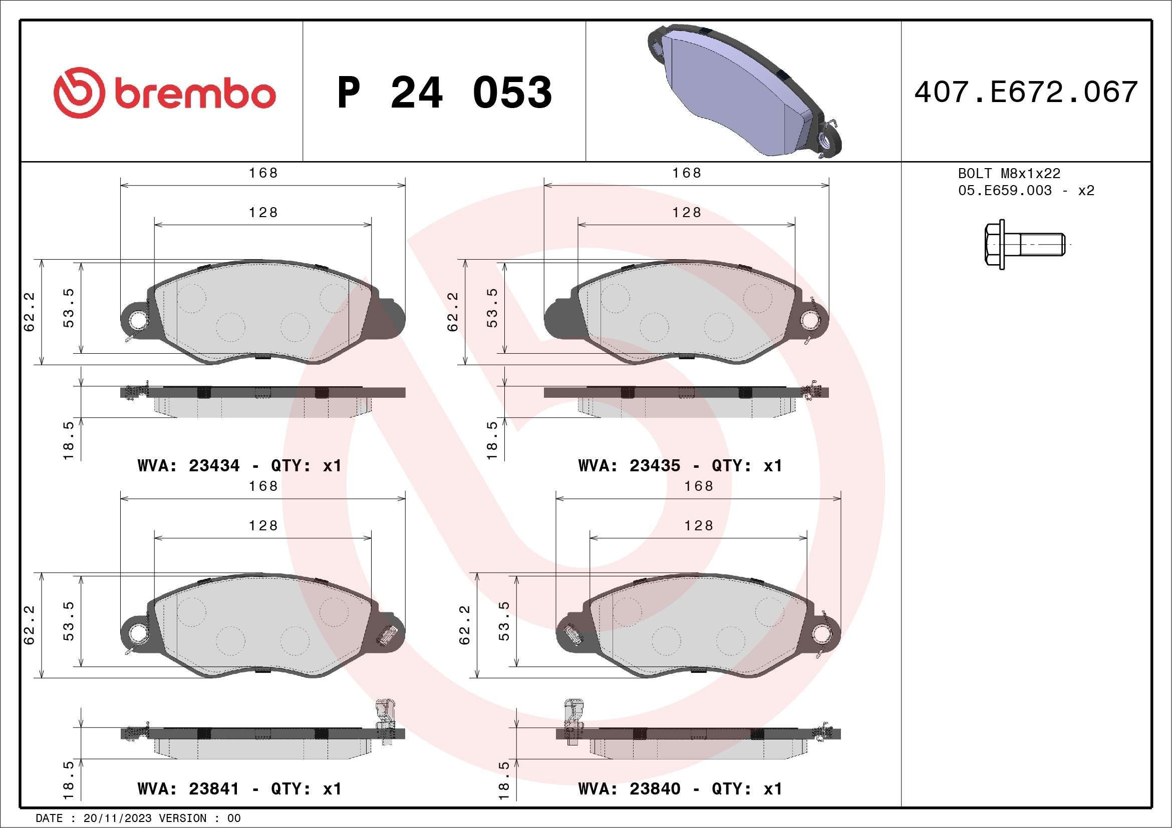 Гальмівні колодки Brembo P24053 ціна, від 20.42 USD