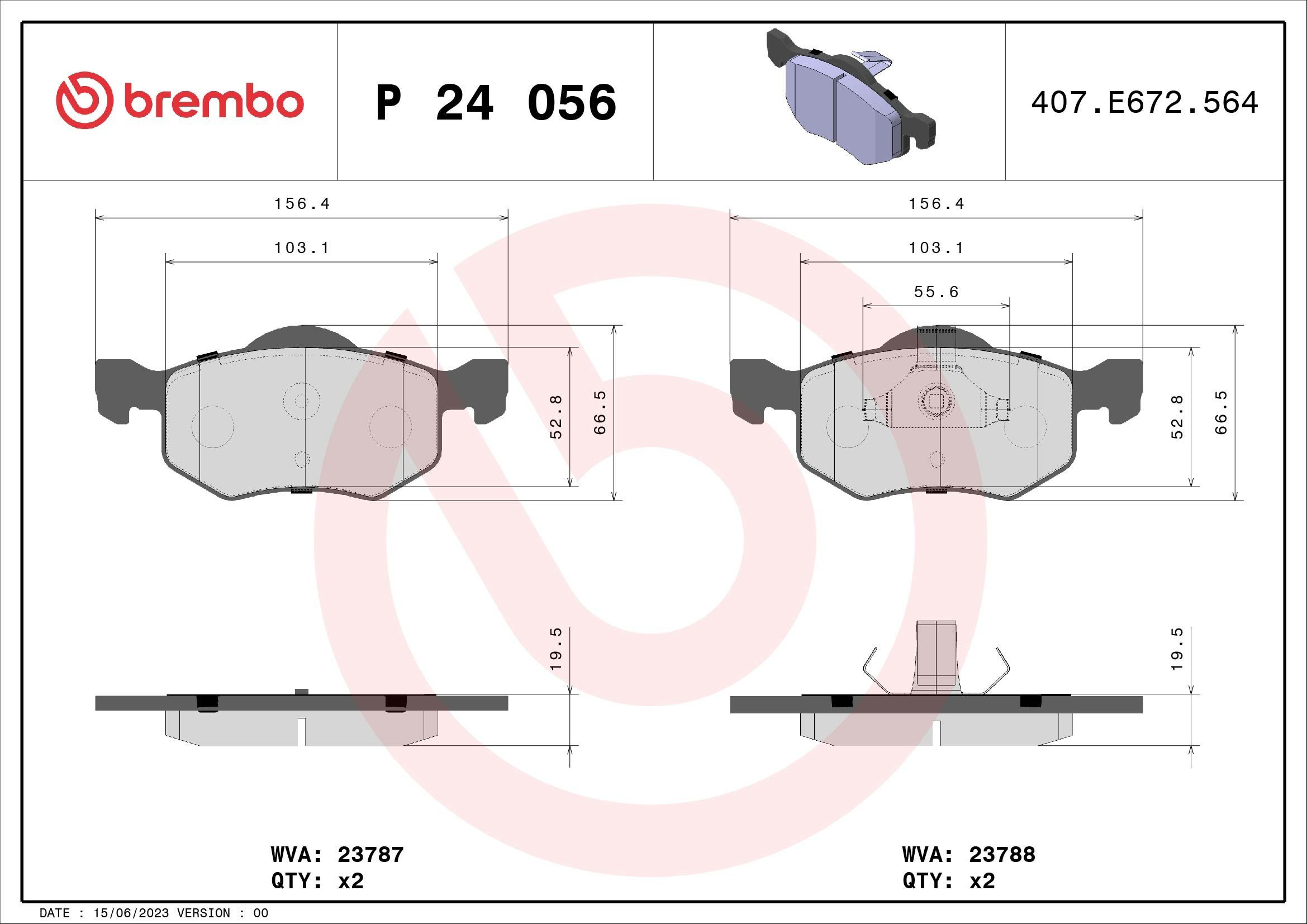 Купити P24056 Brembo Колодки гальмівні передні, дискові