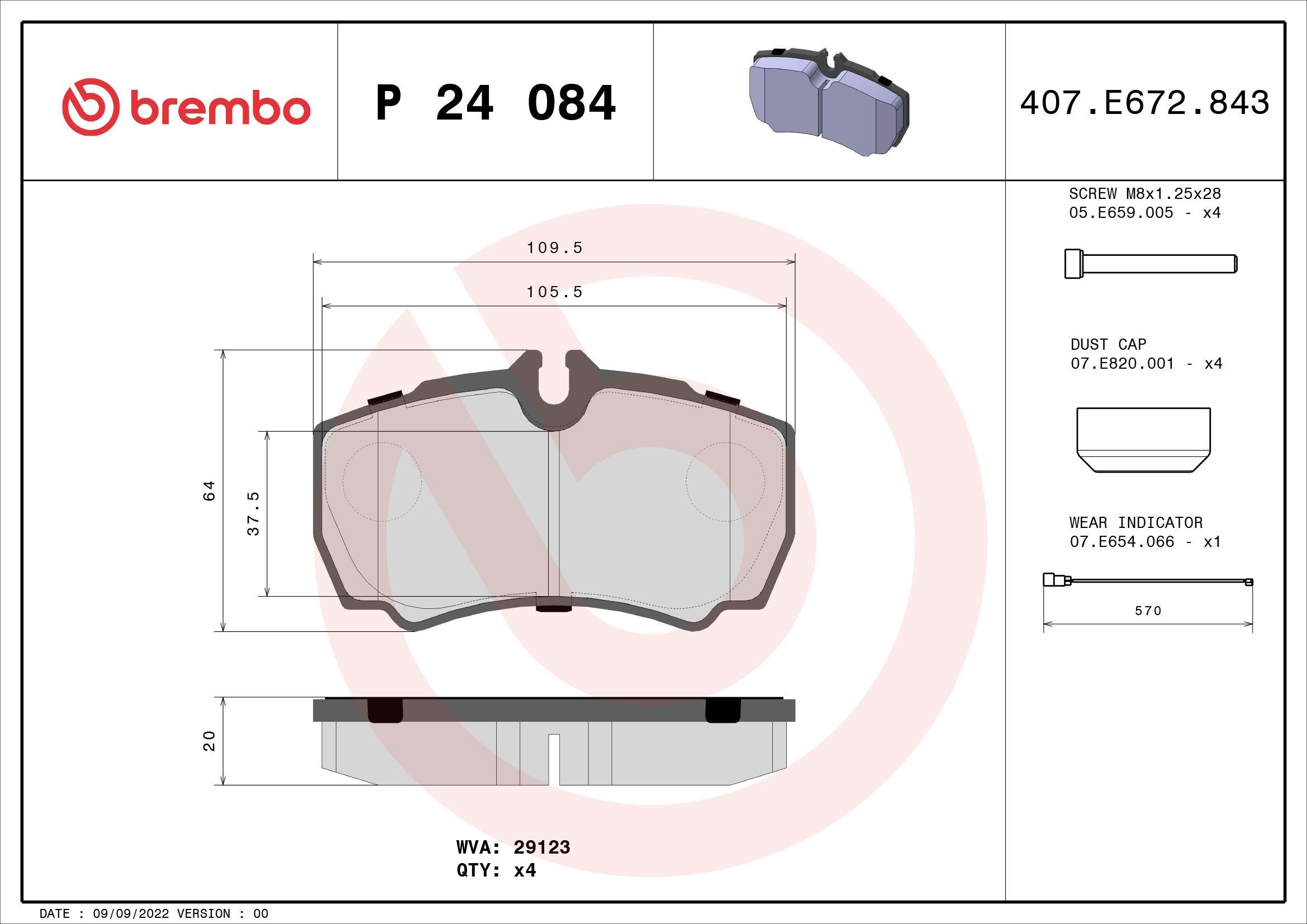 Задні гальмівні колодки Brembo P24084 ціна, від 39.58 USD