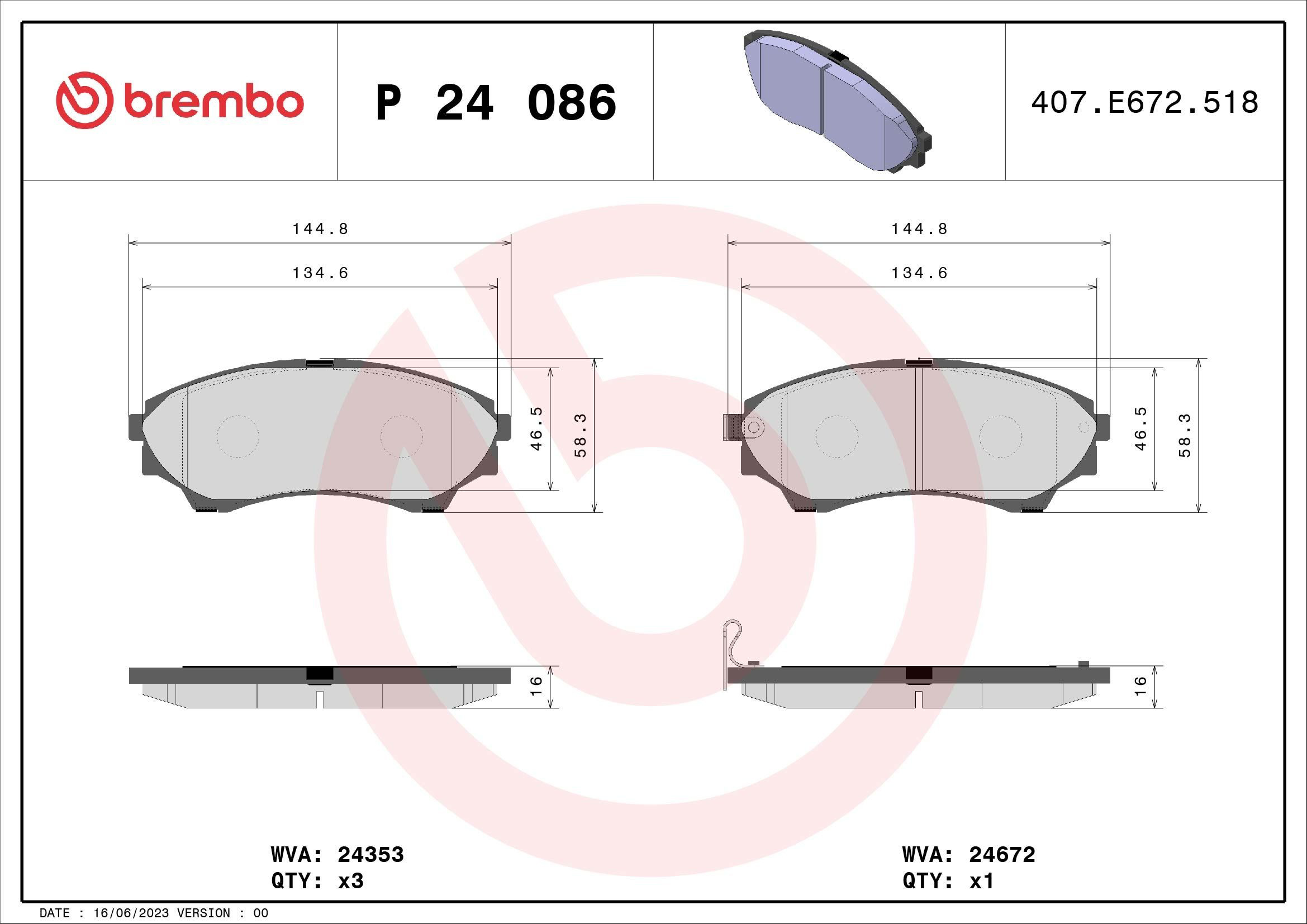 Гальмівні колодки Brembo P24086 ціна, від 31.72 USD