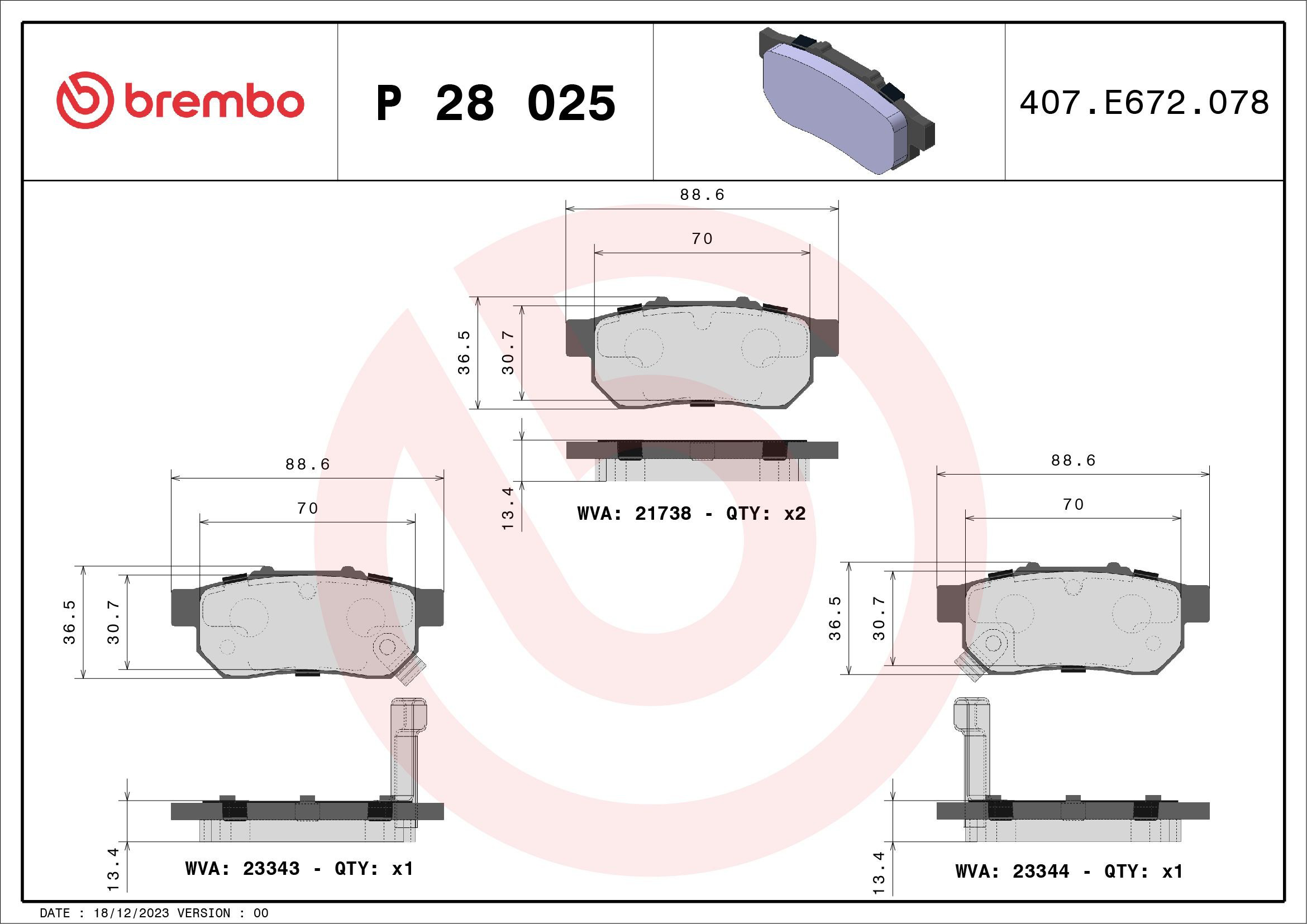 Задні гальмівні колодки Brembo P28025 ціна, від 15.70 USD