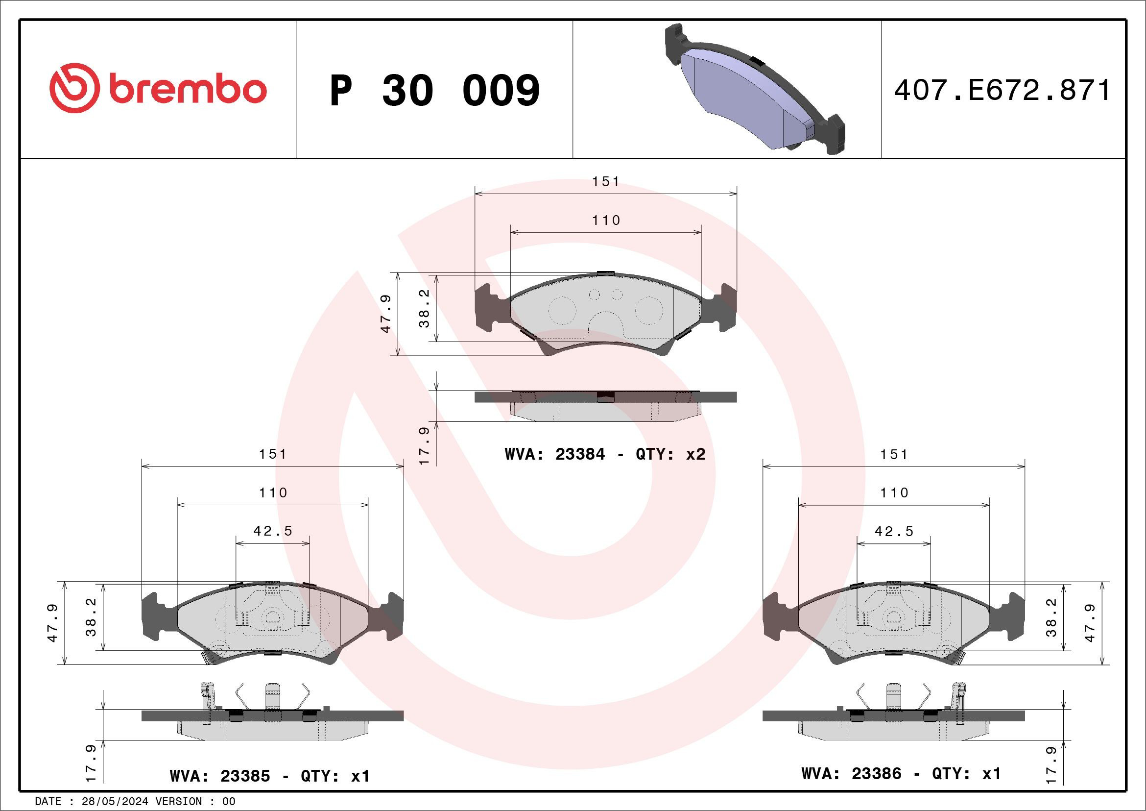 Гальмівні колодки Brembo P30009 ціна, від 19.29 USD
