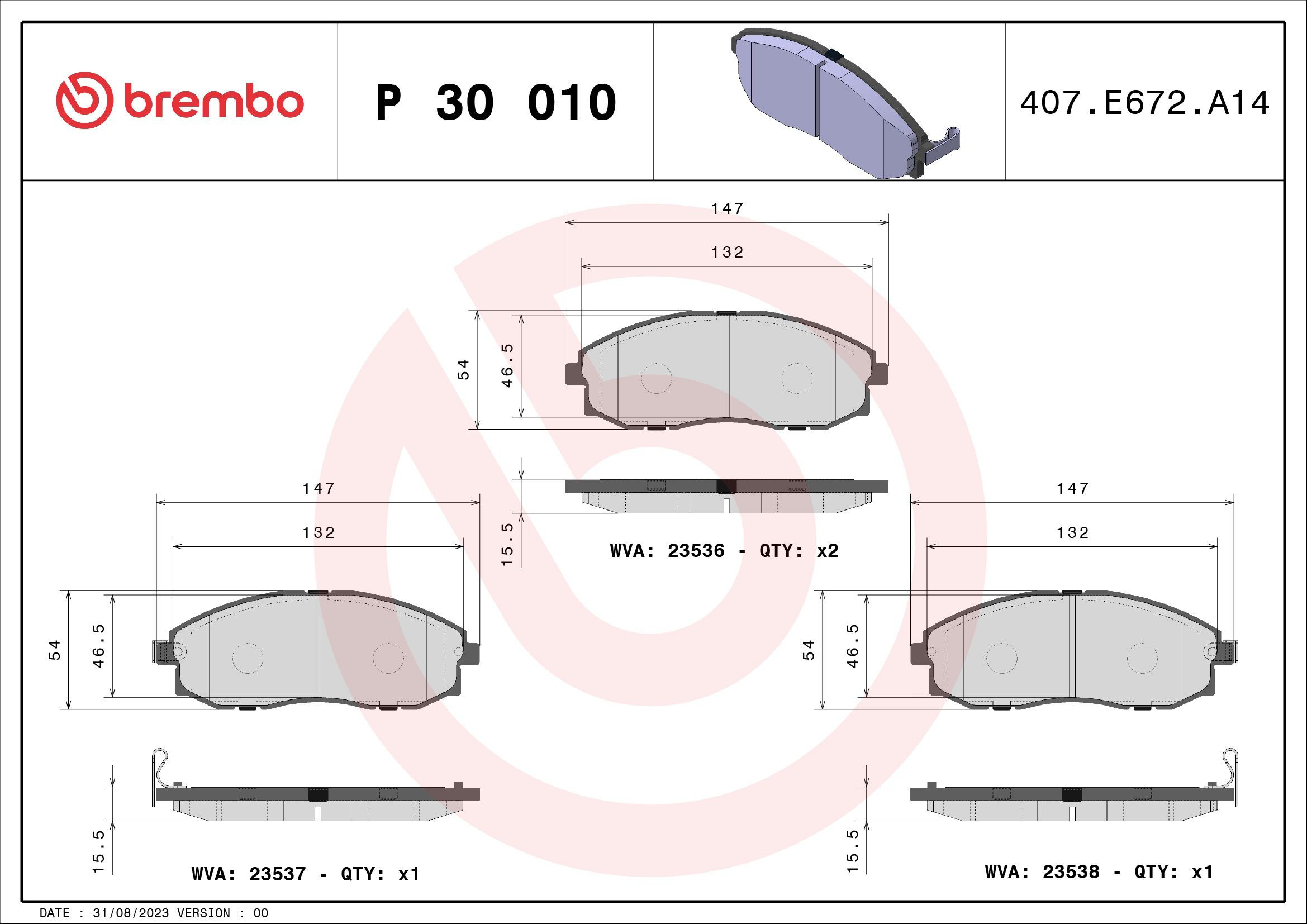 Гальмівні колодки Brembo P30010 ціна, від 18.16 USD
