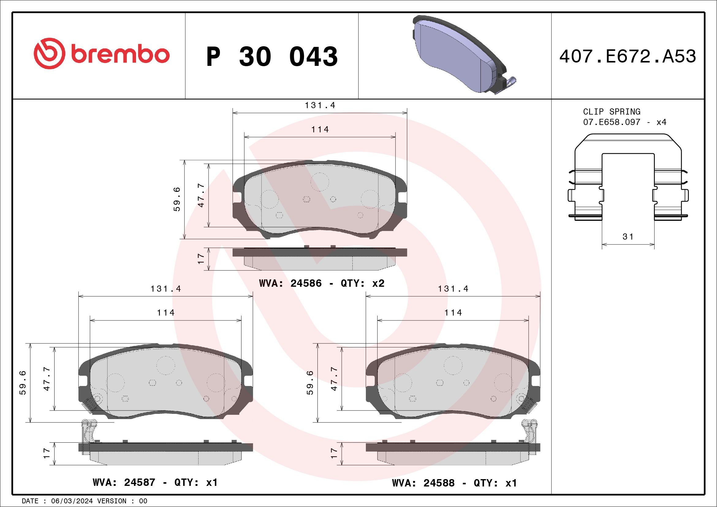 Гальмівні колодки Brembo P30043 ціна, від 23.68 USD