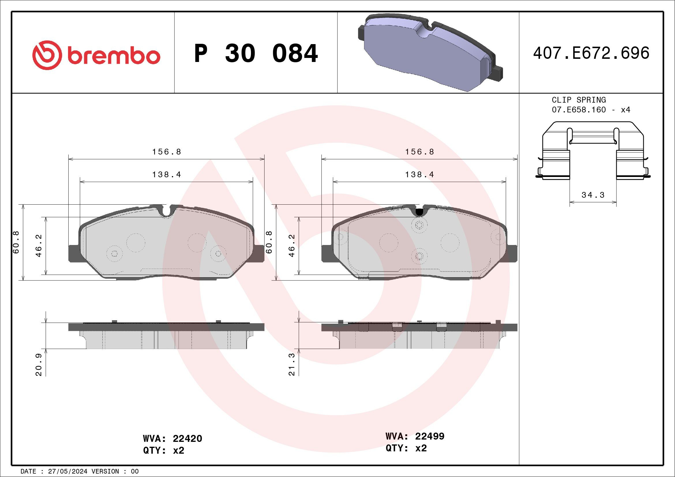 Гальмівні колодки Brembo P30084 ціна, від 60.74 USD