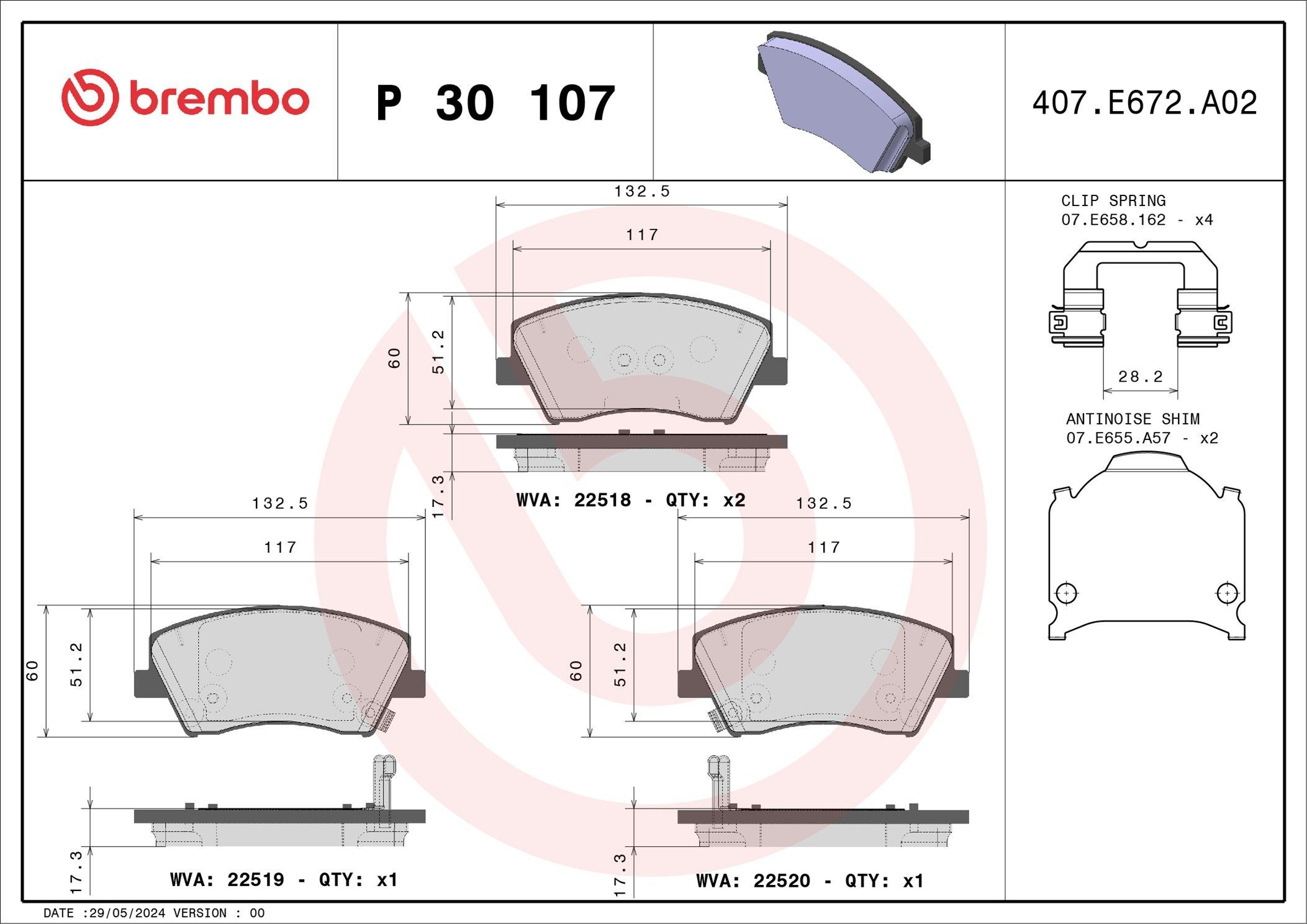 Гальмівні колодки Brembo P30107 ціна, від 43.99 USD
