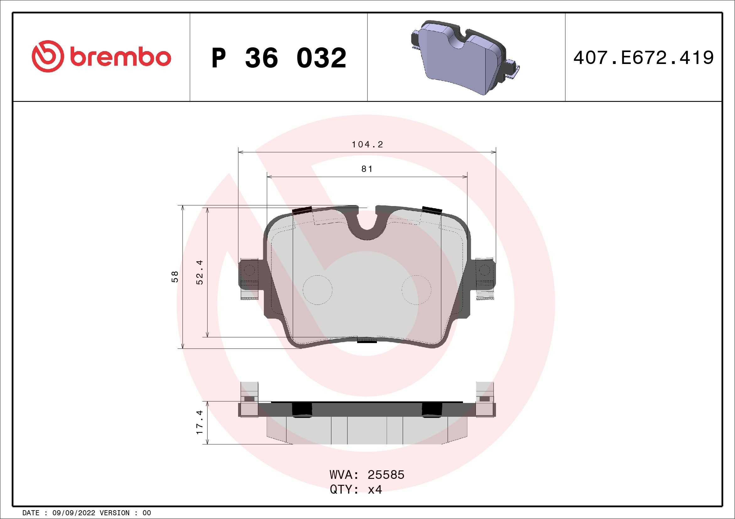 Купити P36032 Brembo Задні колодки