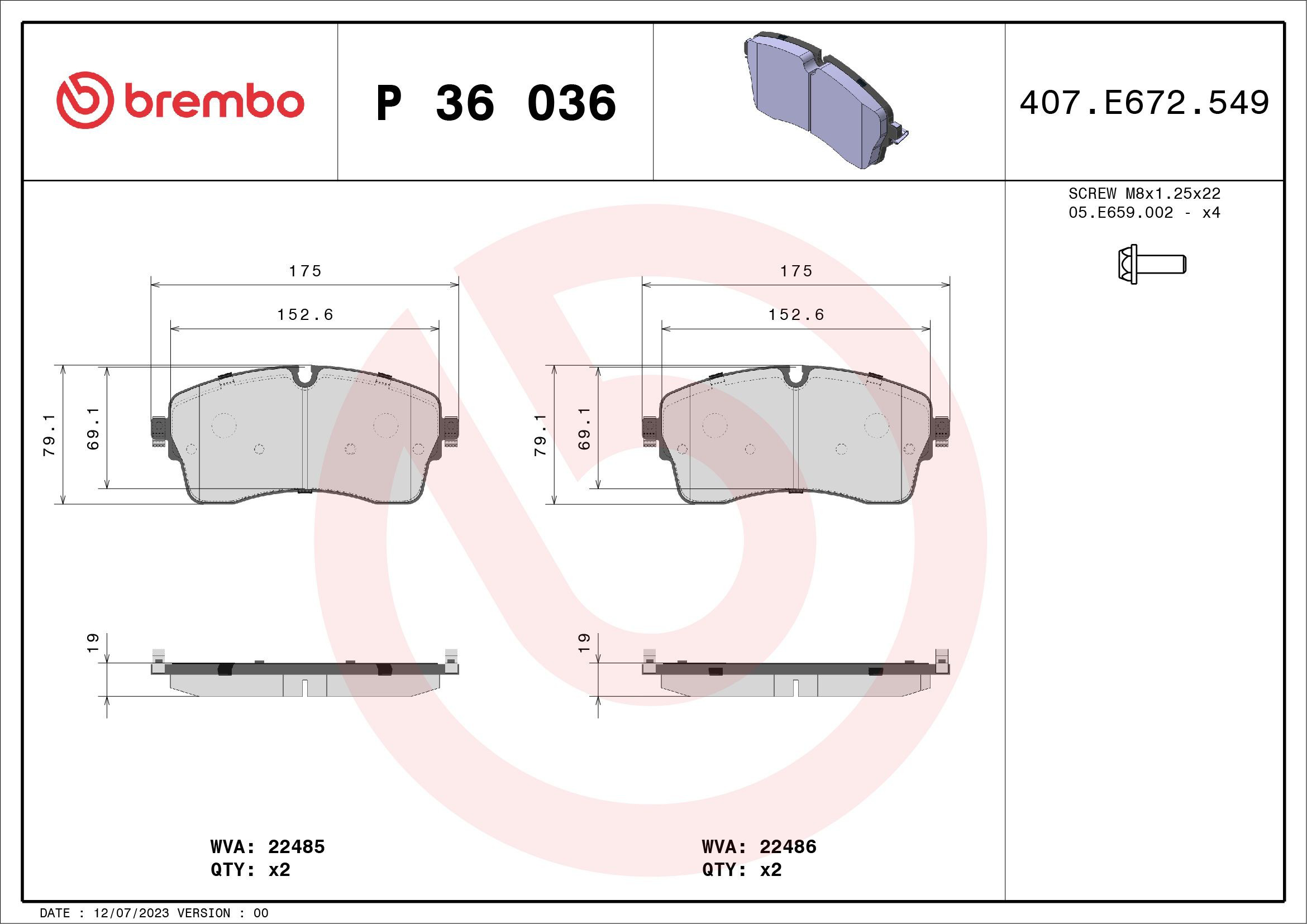 Гальмівні колодки Brembo P36036 ціна, від 83.82 USD