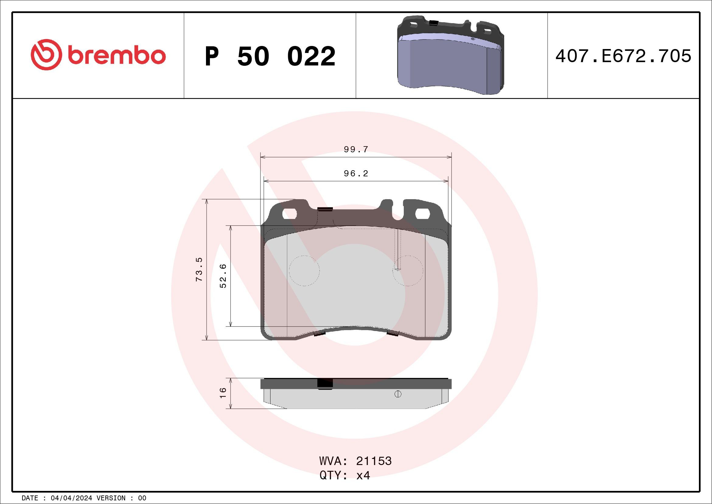 Гальмівні колодки Brembo P50022 ціна, від 22.32 USD