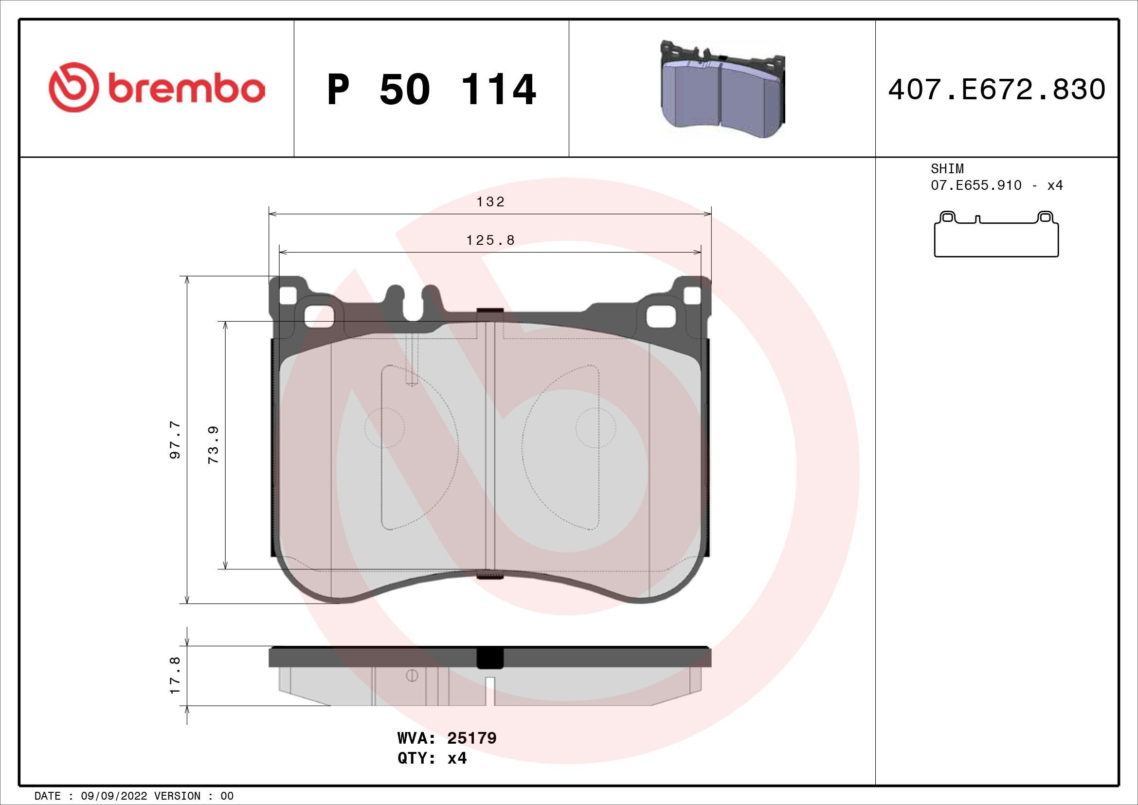 P50114 Brembo Передні гальмівні колодки