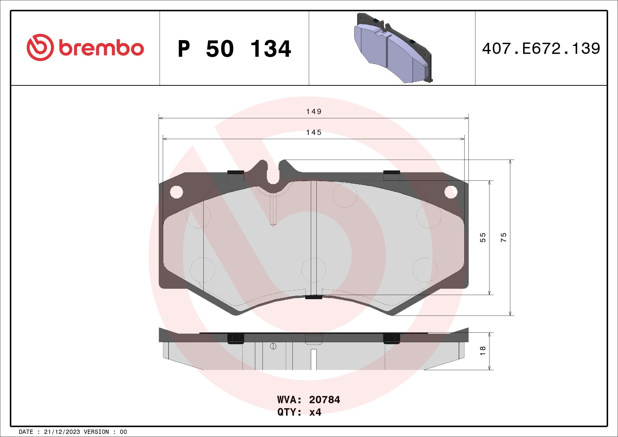 Гальмівні колодки Brembo P50134 ціна, від 21.05 USD
