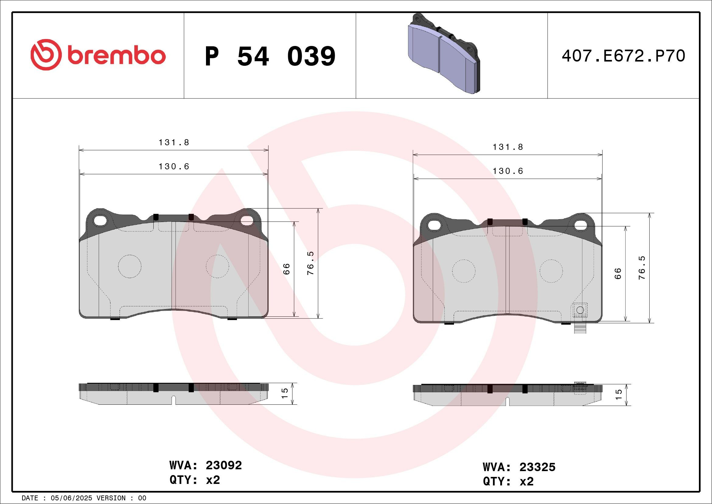 Гальмівні колодки Brembo P54039 ціна, від 54.01 USD