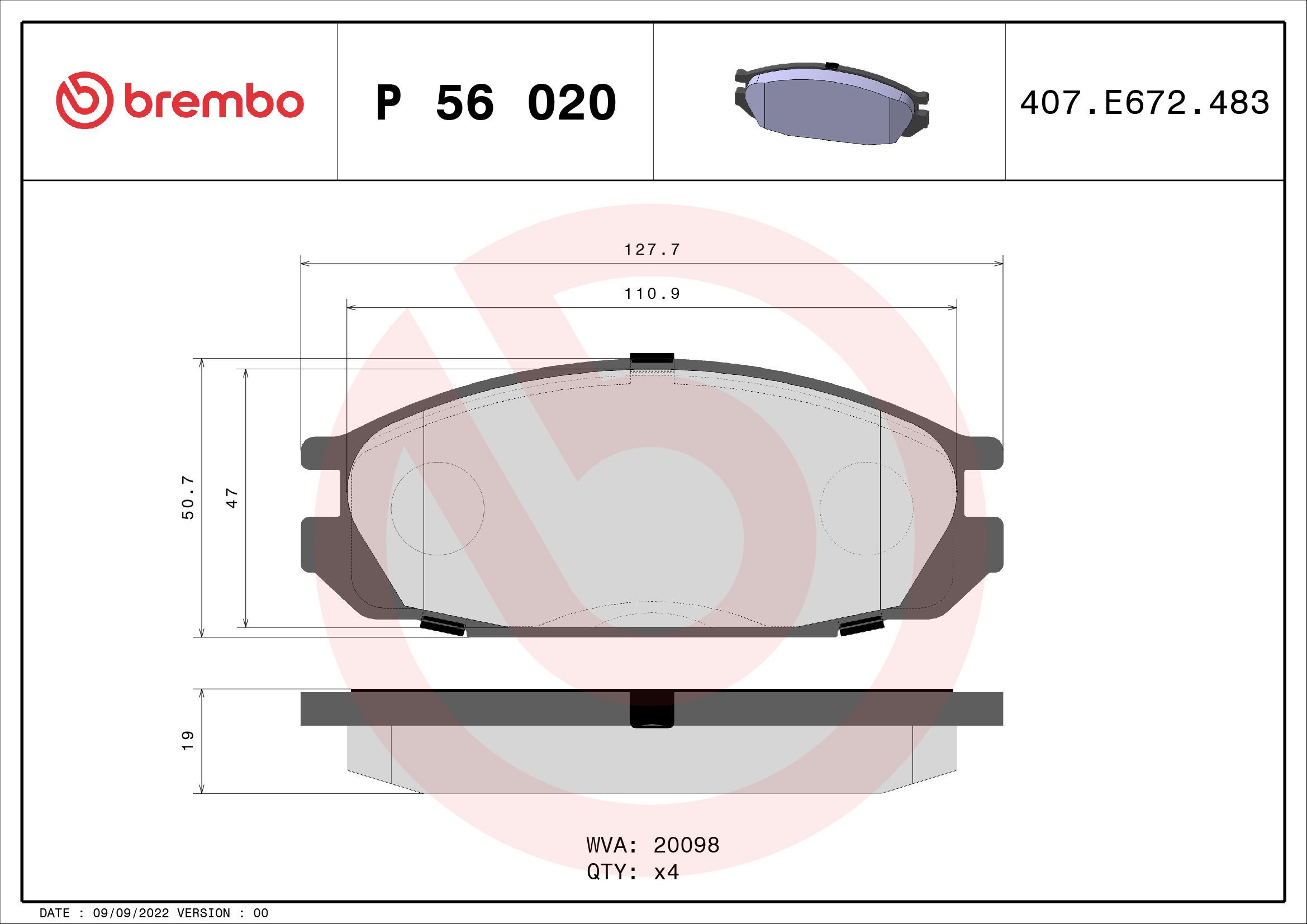 Задні гальмівні колодки Brembo P56020 ціна, від 29.52 USD