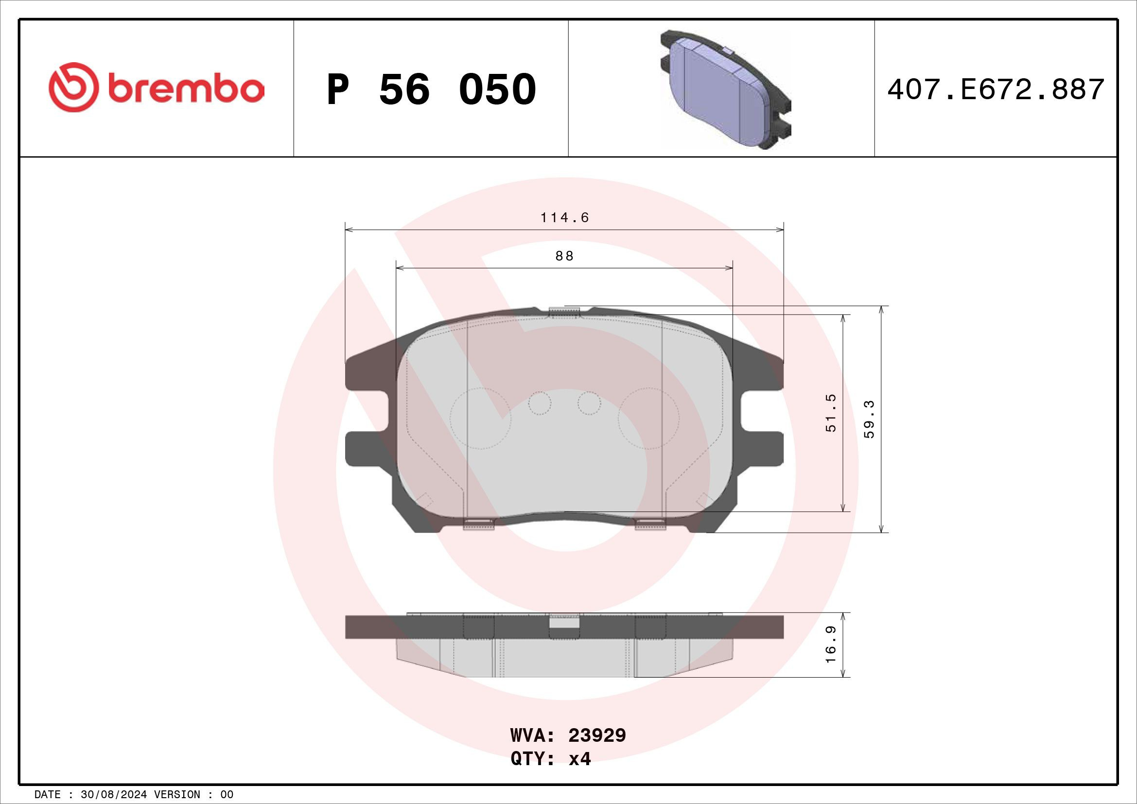 Гальмівні колодки Brembo P56050 ціна, від 29.13 USD