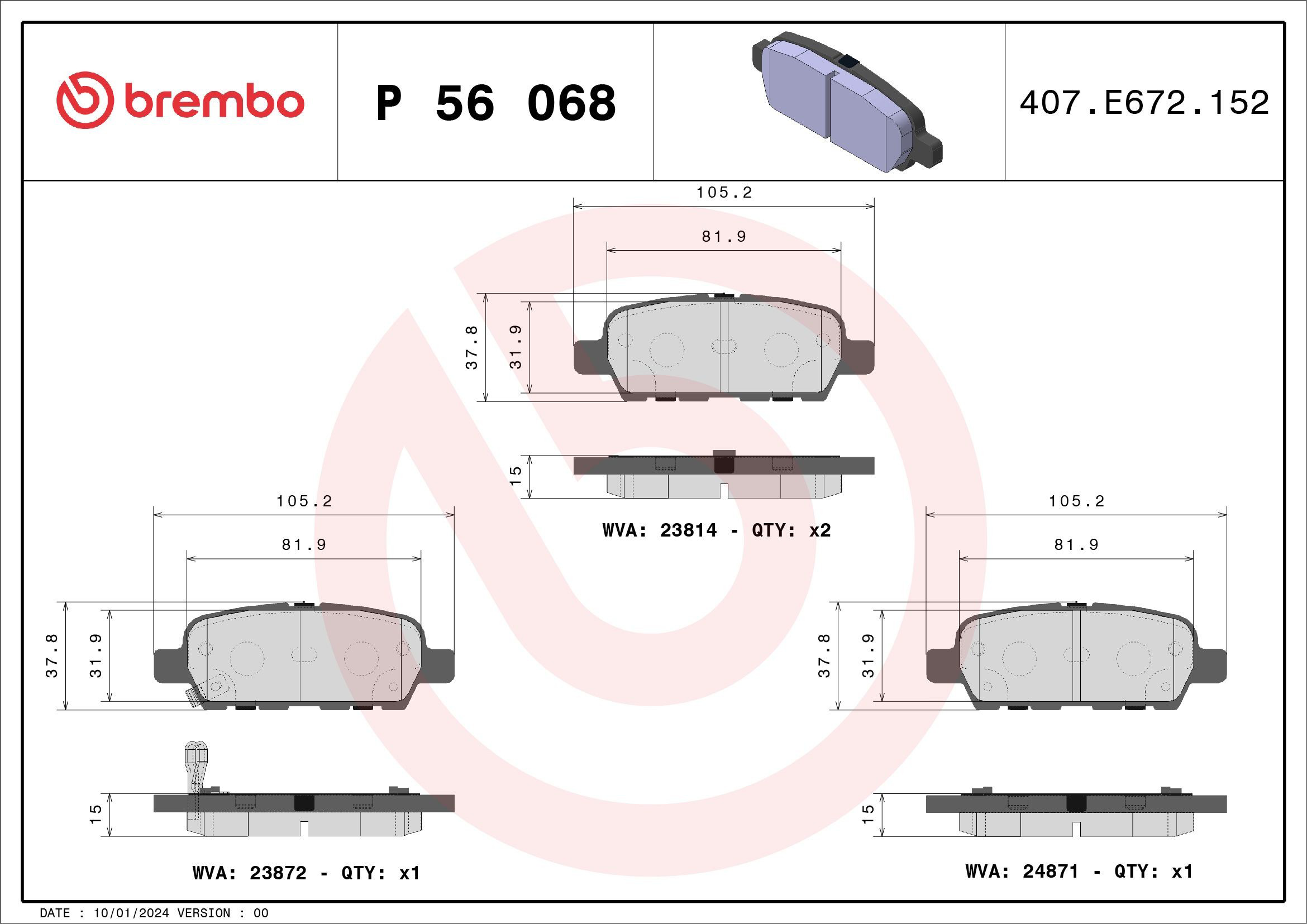 Задні гальмівні колодки Brembo P56068 ціна, від 25.68 USD