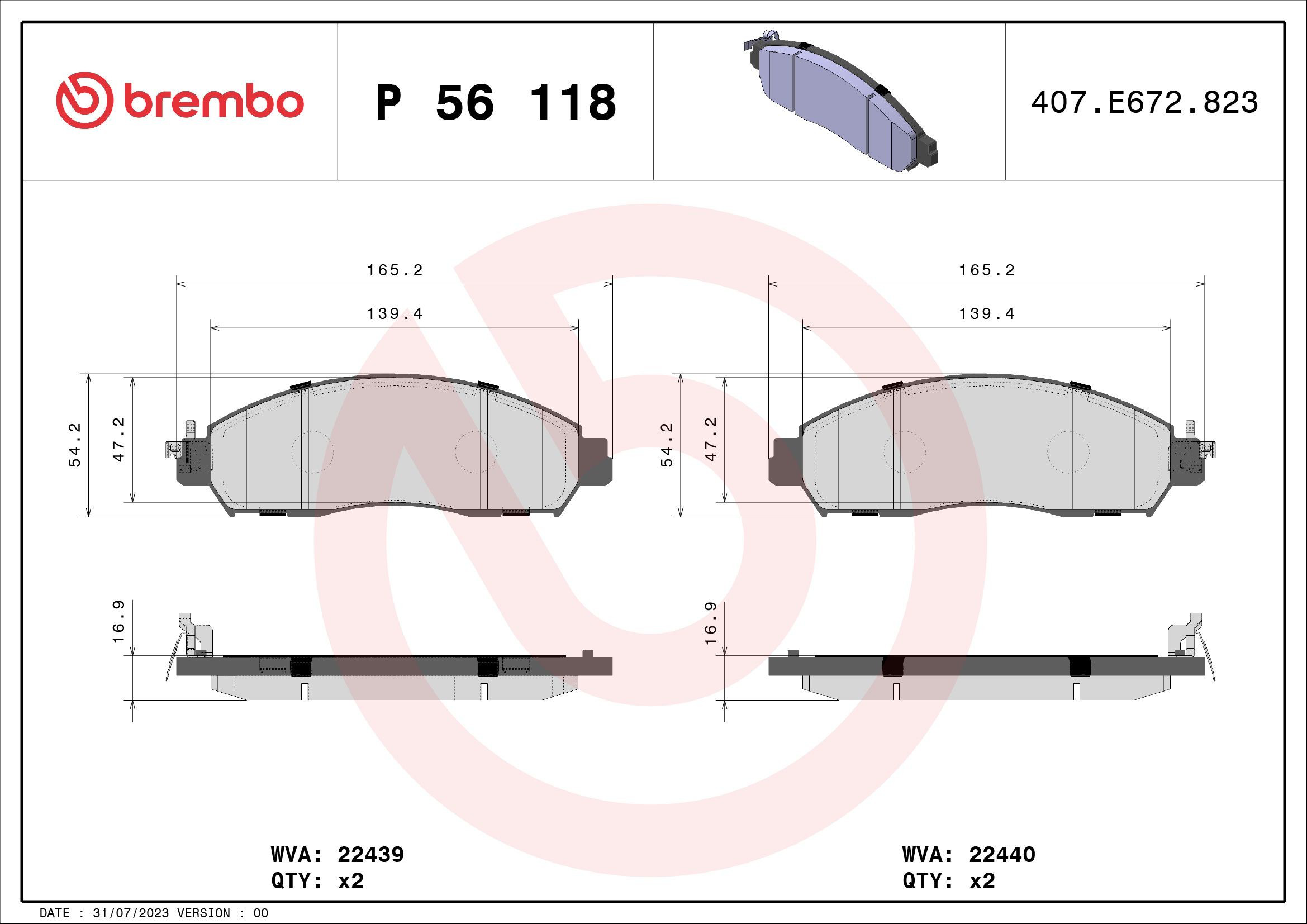 Гальмівні колодки Brembo P56118 ціна, від 35.81 USD
