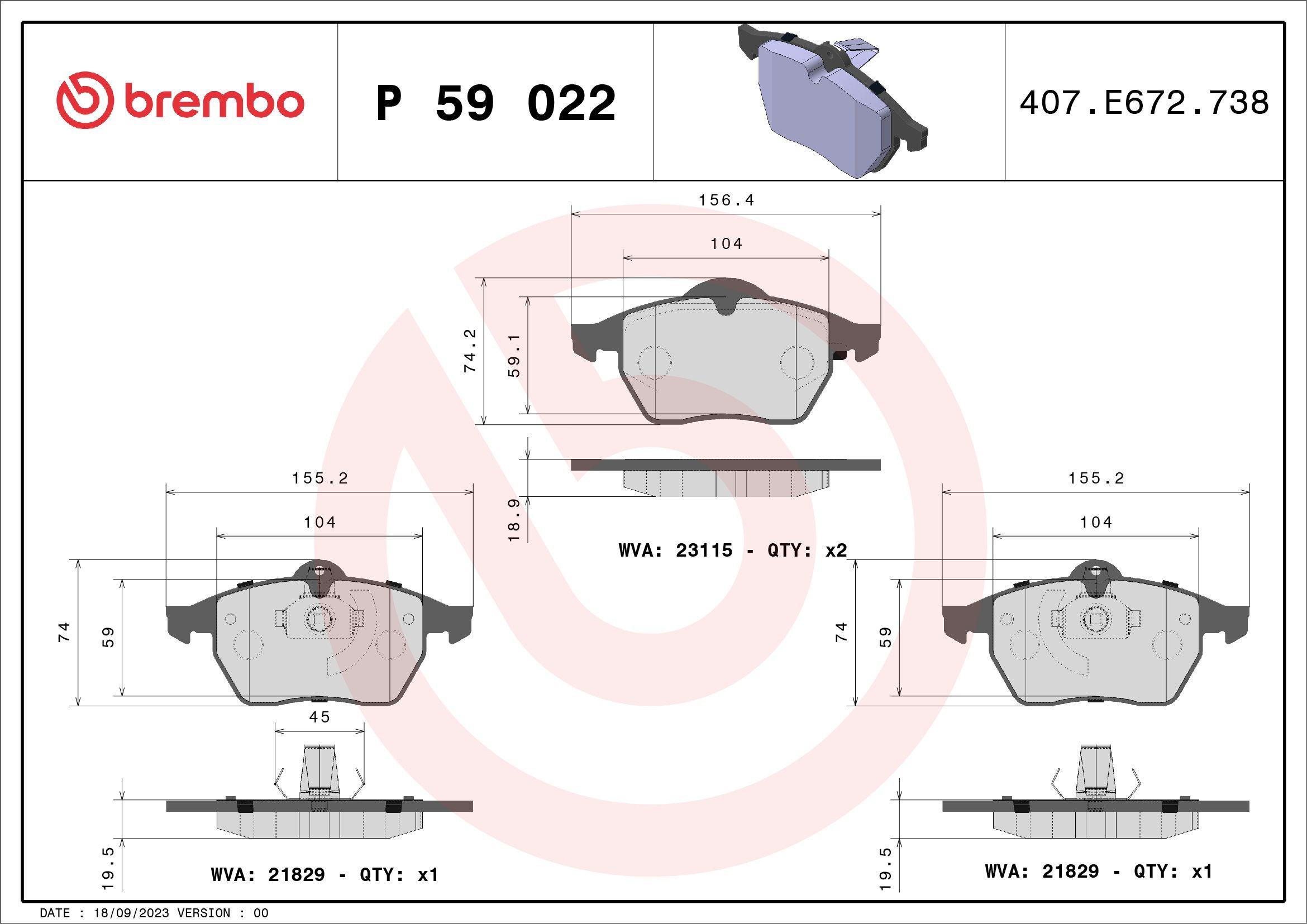 Гальмівні колодки Brembo P59022 ціна, від 22.52 USD