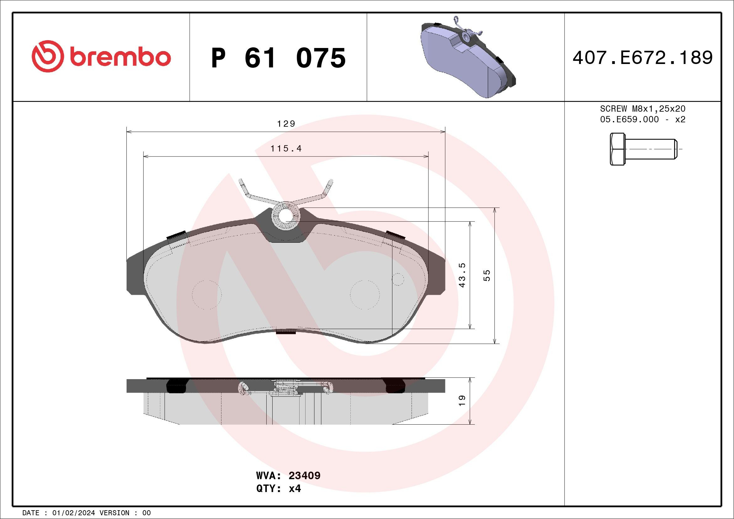 Гальмівні колодки Brembo P61075 ціна, від 24.91 USD