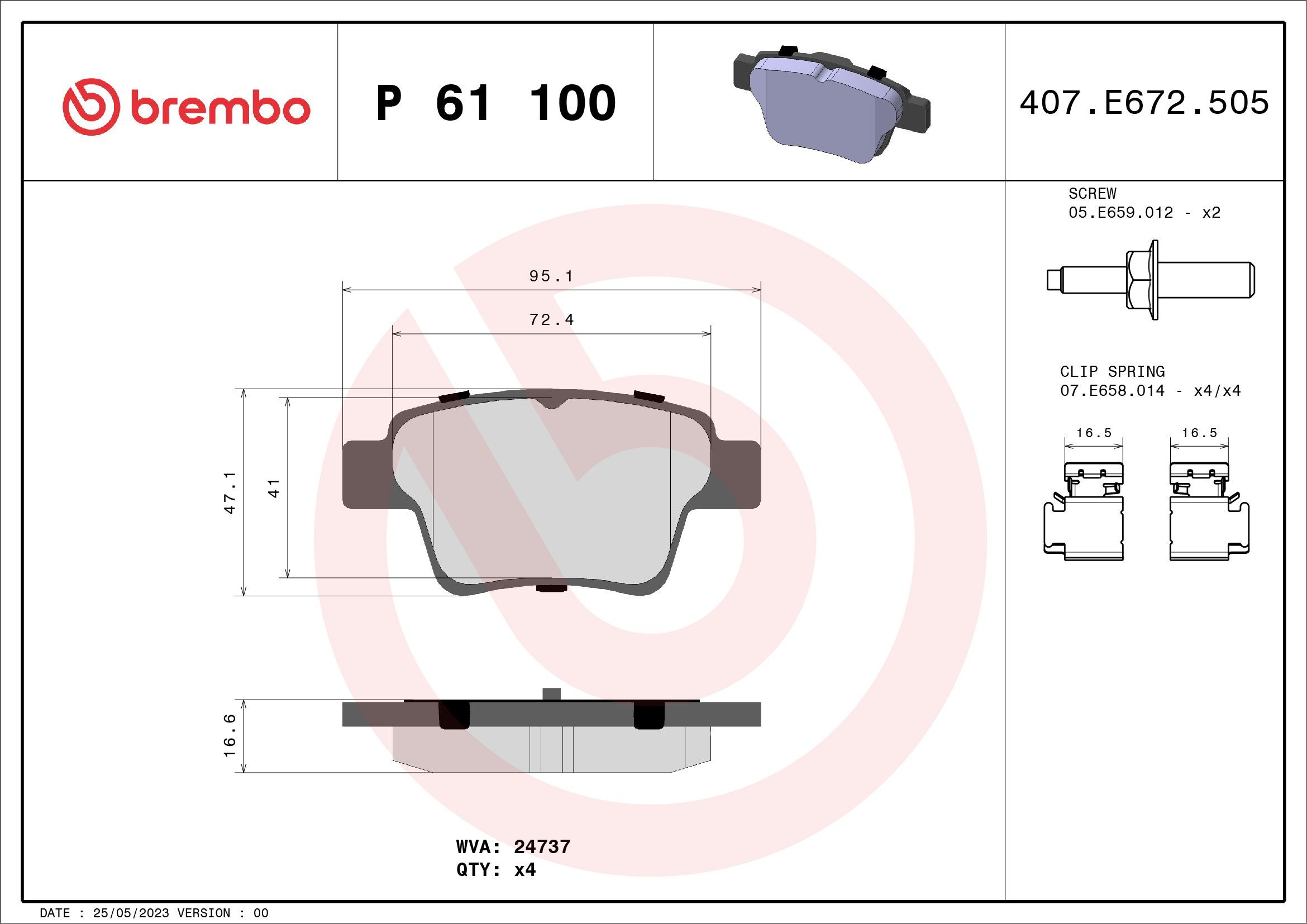 Задні гальмівні колодки Brembo P61100 ціна, від 13.94 USD