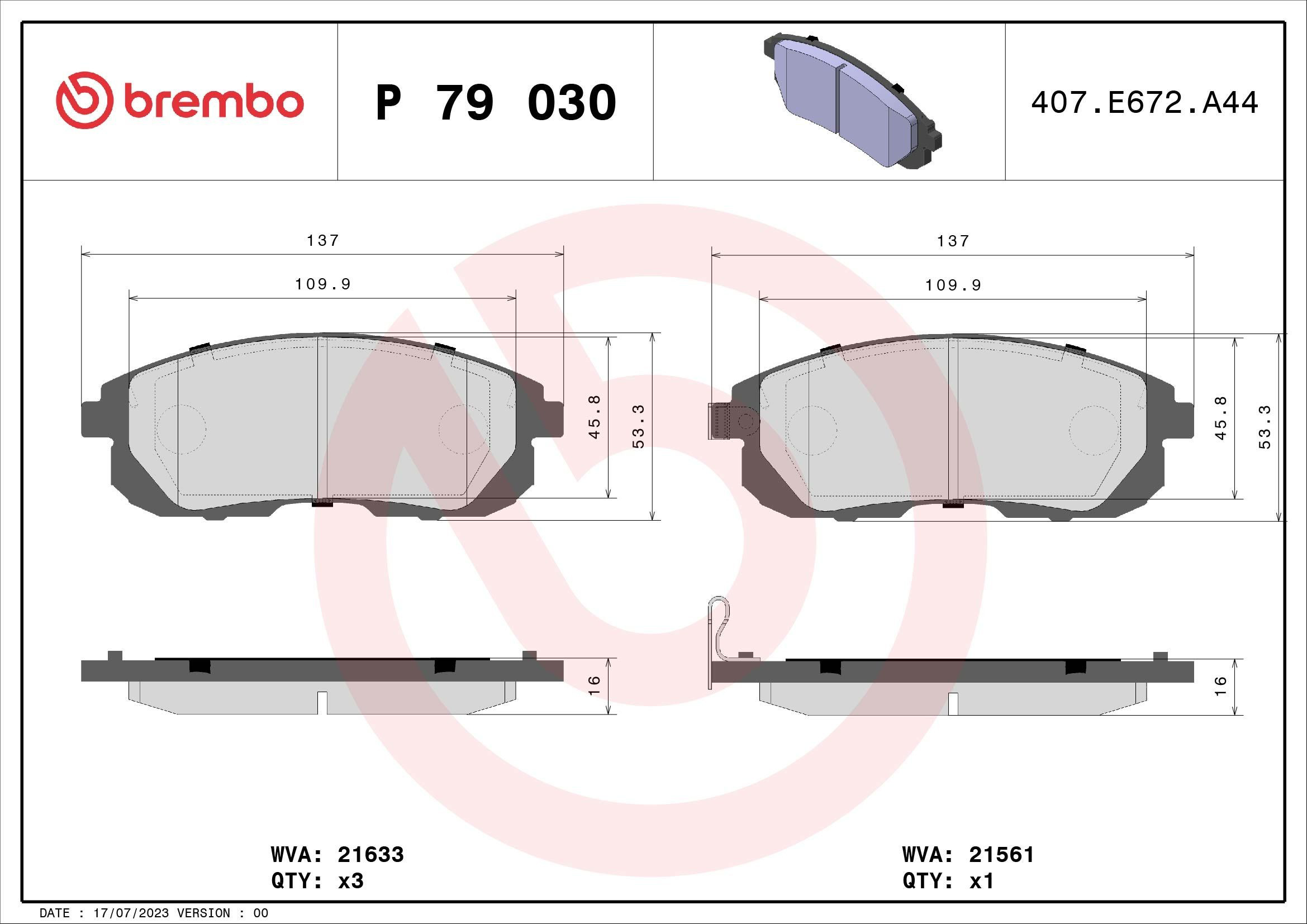 Гальмівні колодки Brembo P79030 ціна, від 41.40 USD