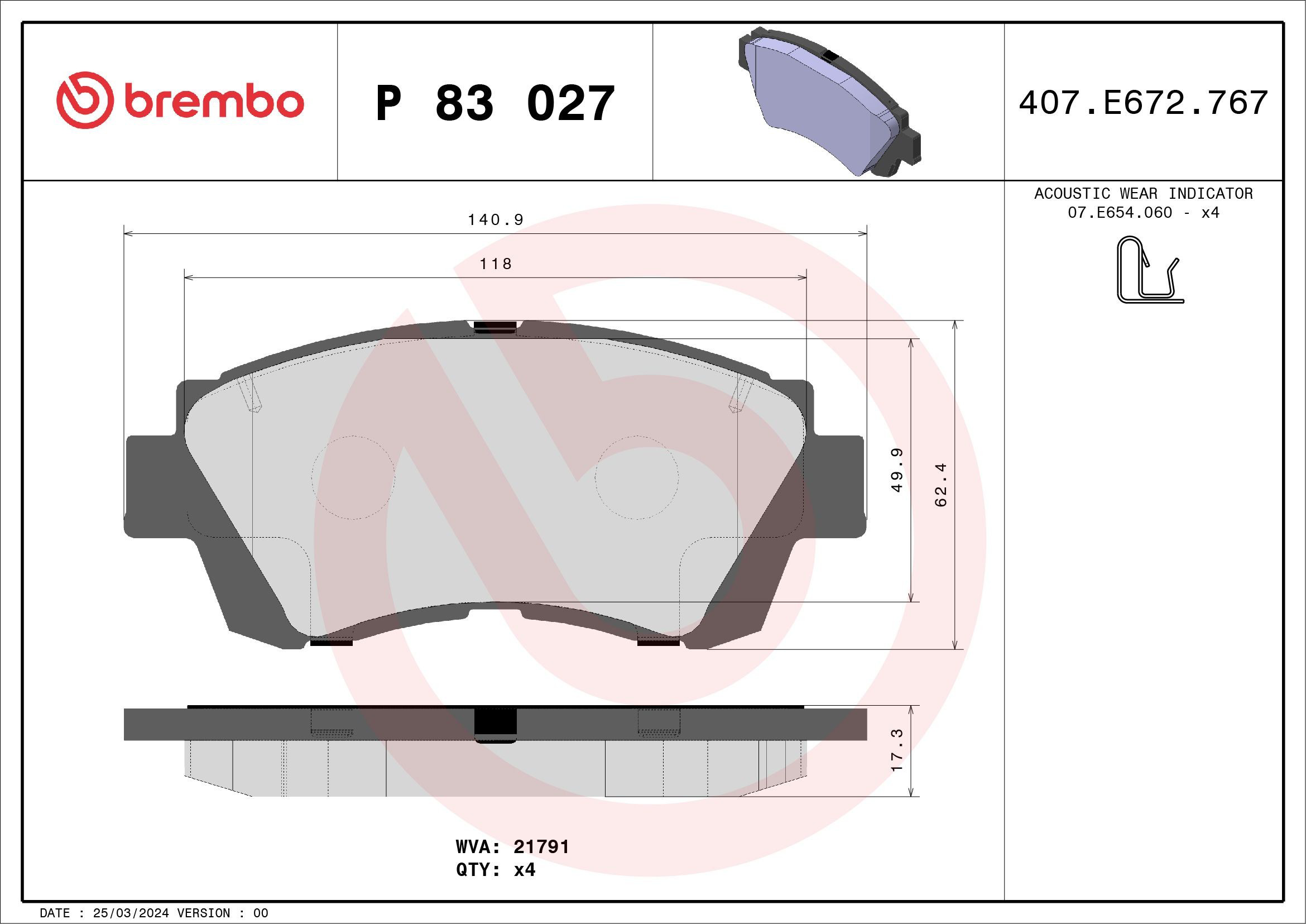 Гальмівні колодки Brembo P83027 ціна, від 25.60 USD