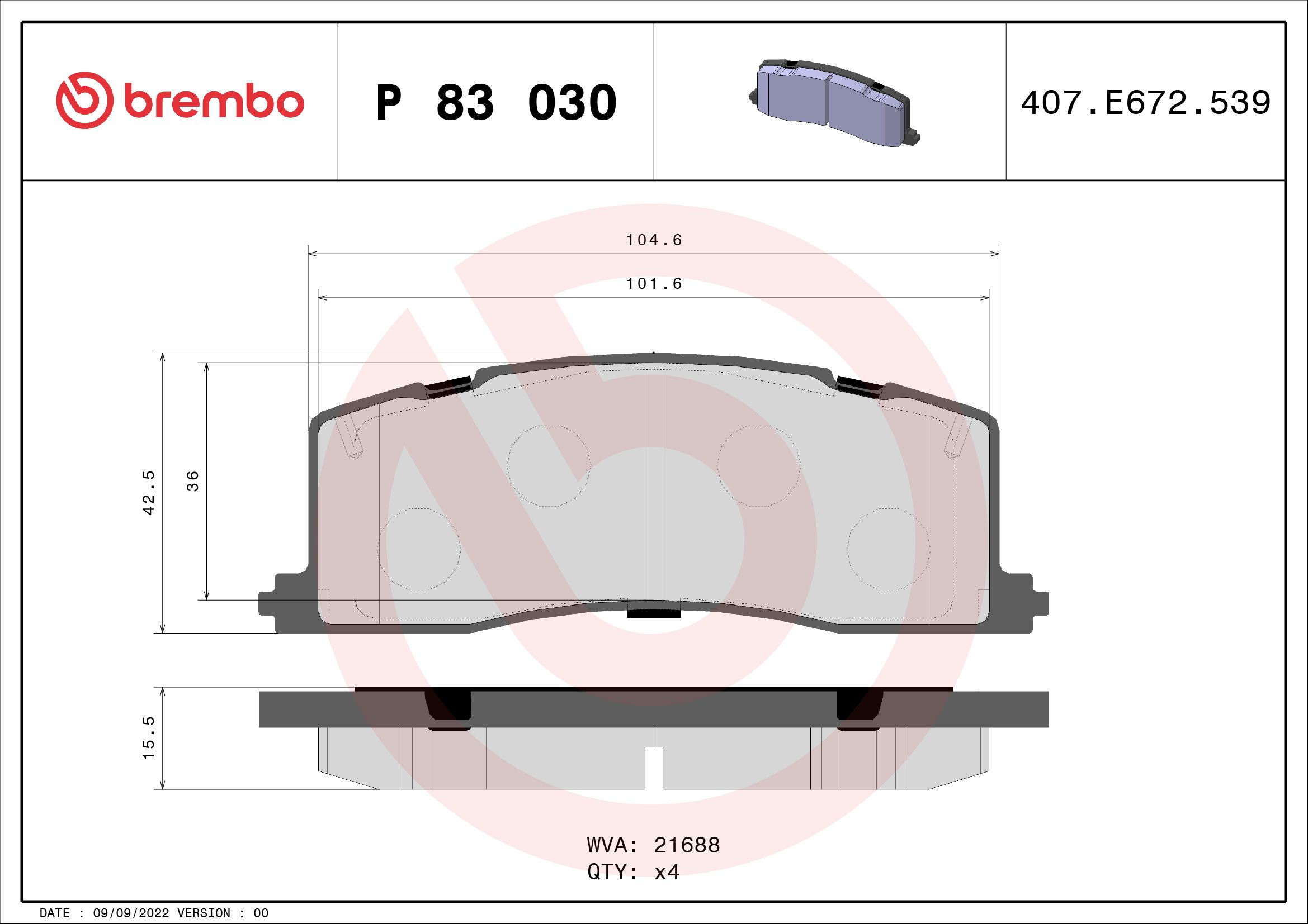 Купити P83030 Brembo Задні колодки