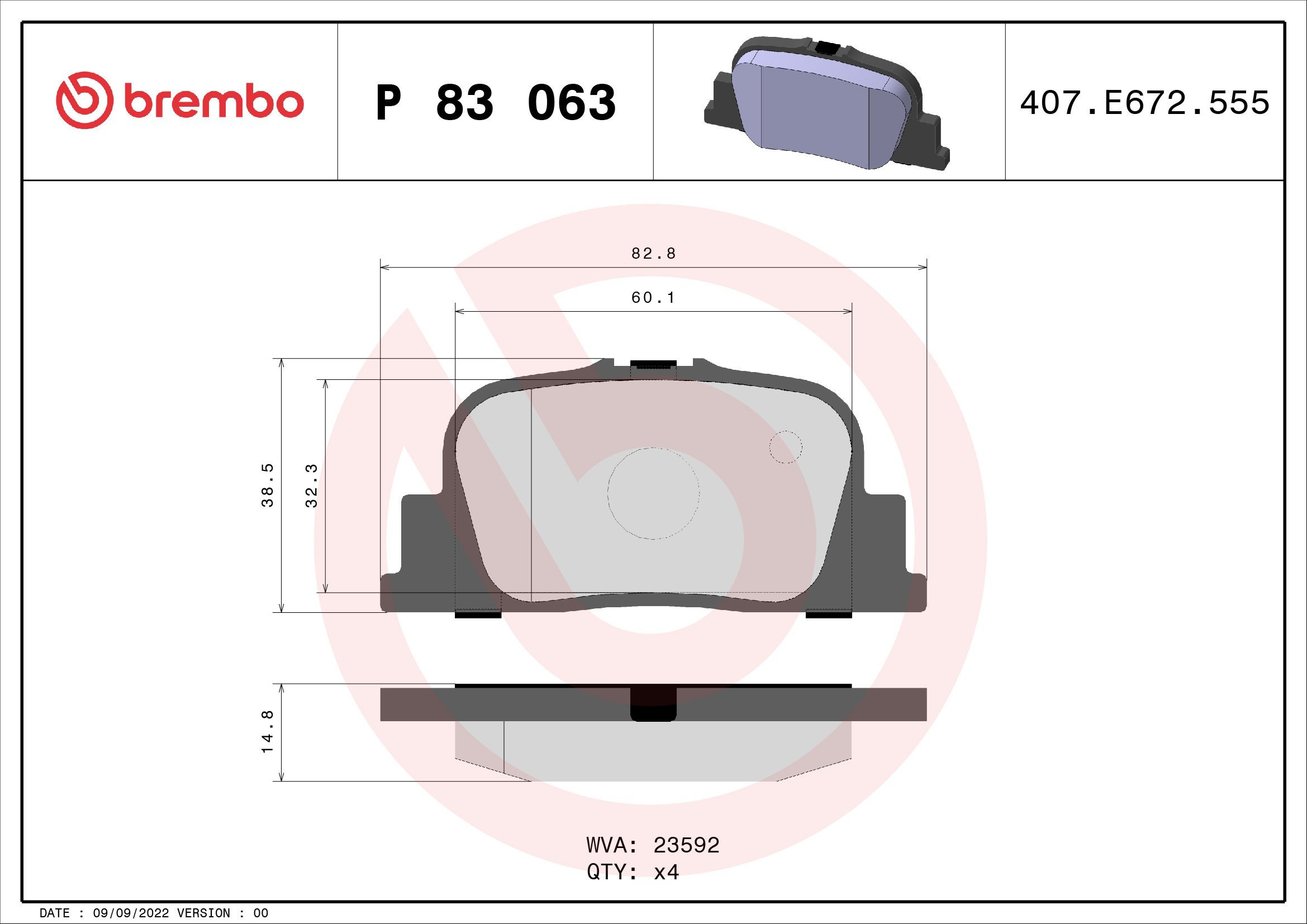 Задні гальмівні колодки Brembo P83063 ціна, від 12.67 USD