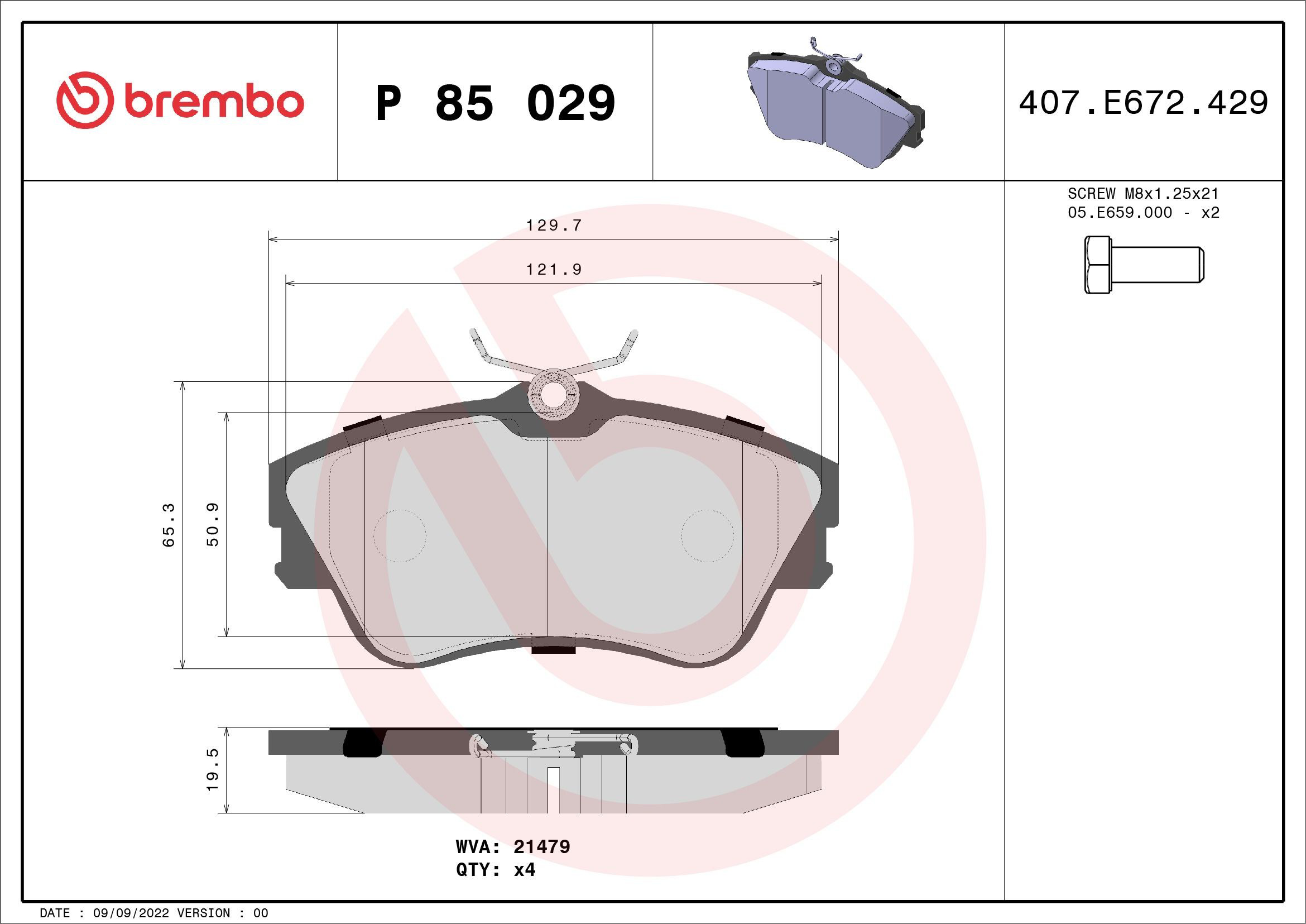 Гальмівні колодки Brembo P85029 ціна, від 18.12 USD