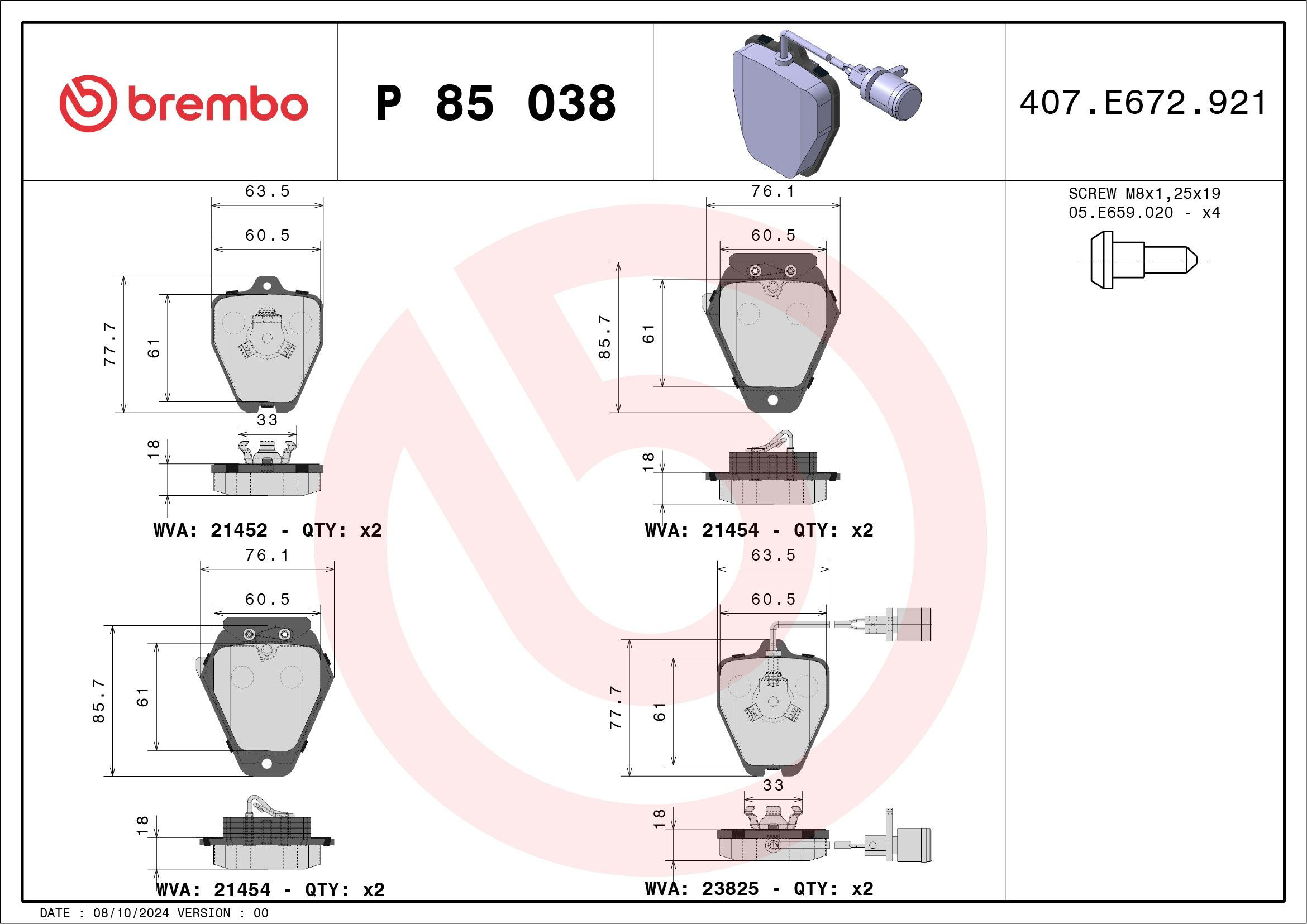 Гальмівні колодки Brembo P85038 ціна, від 48.76 USD