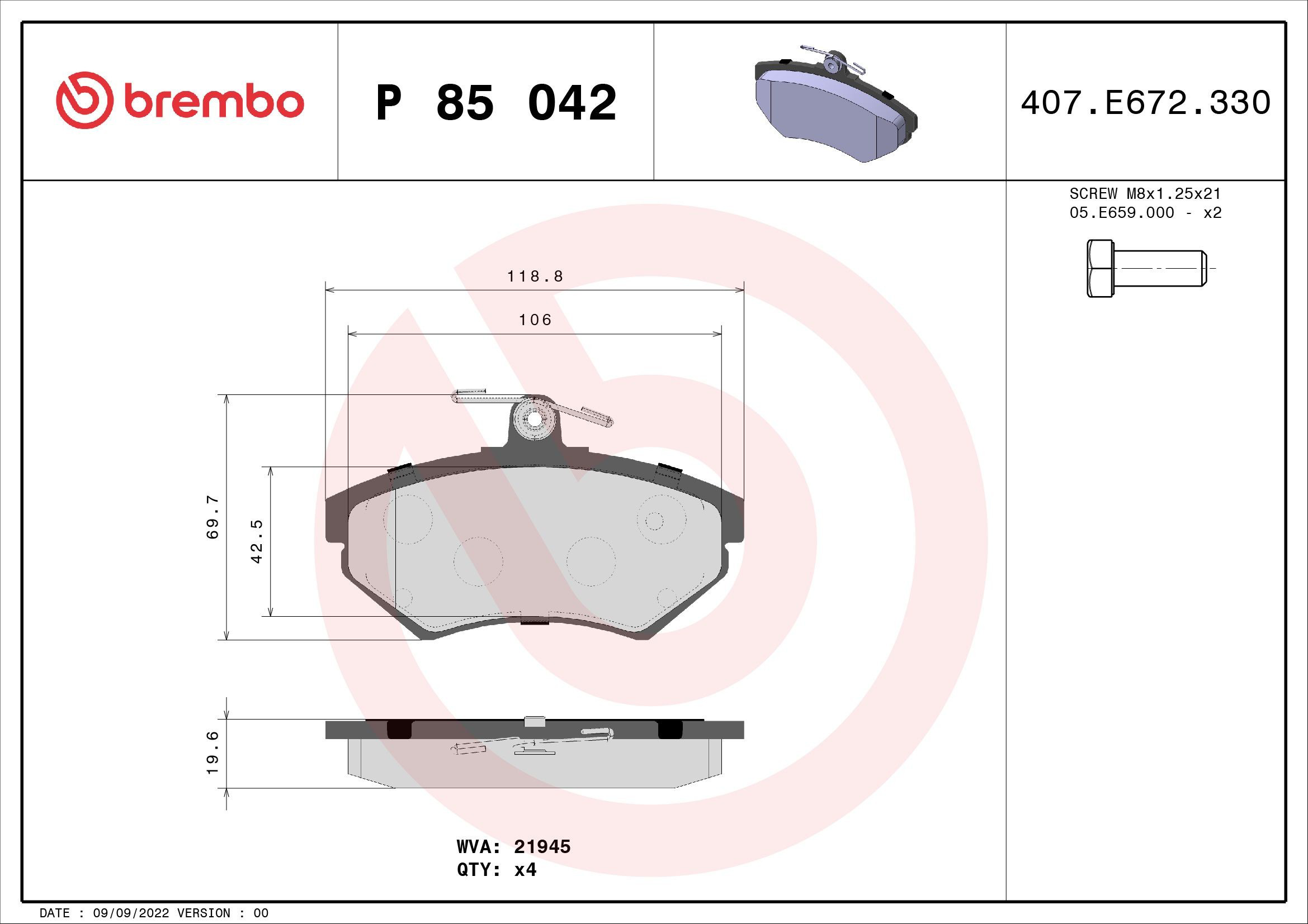 Гальмівні колодки Brembo P85042 ціна, від 25.31 USD