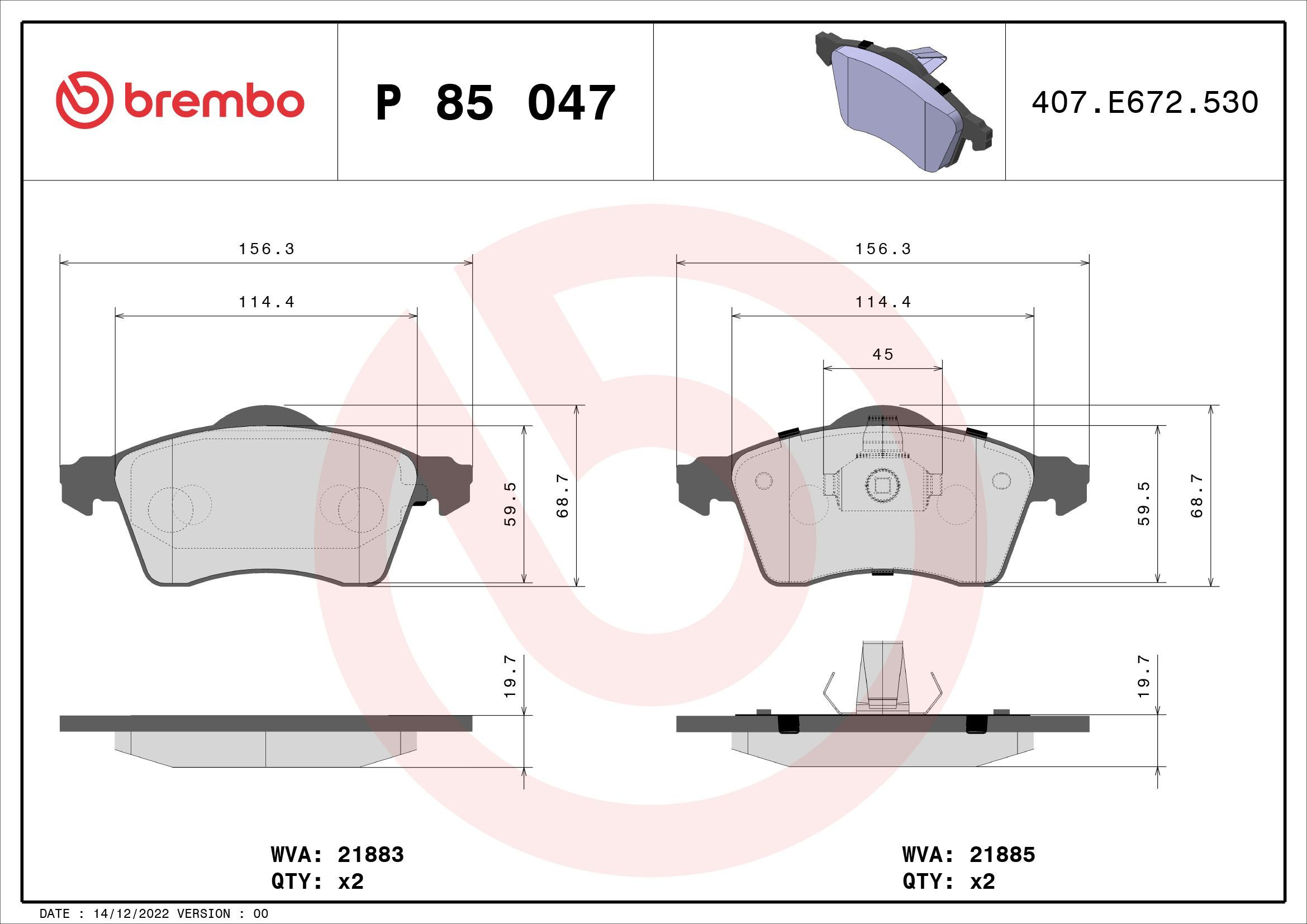 Гальмівні колодки Brembo P85047 ціна, від 19.07 USD