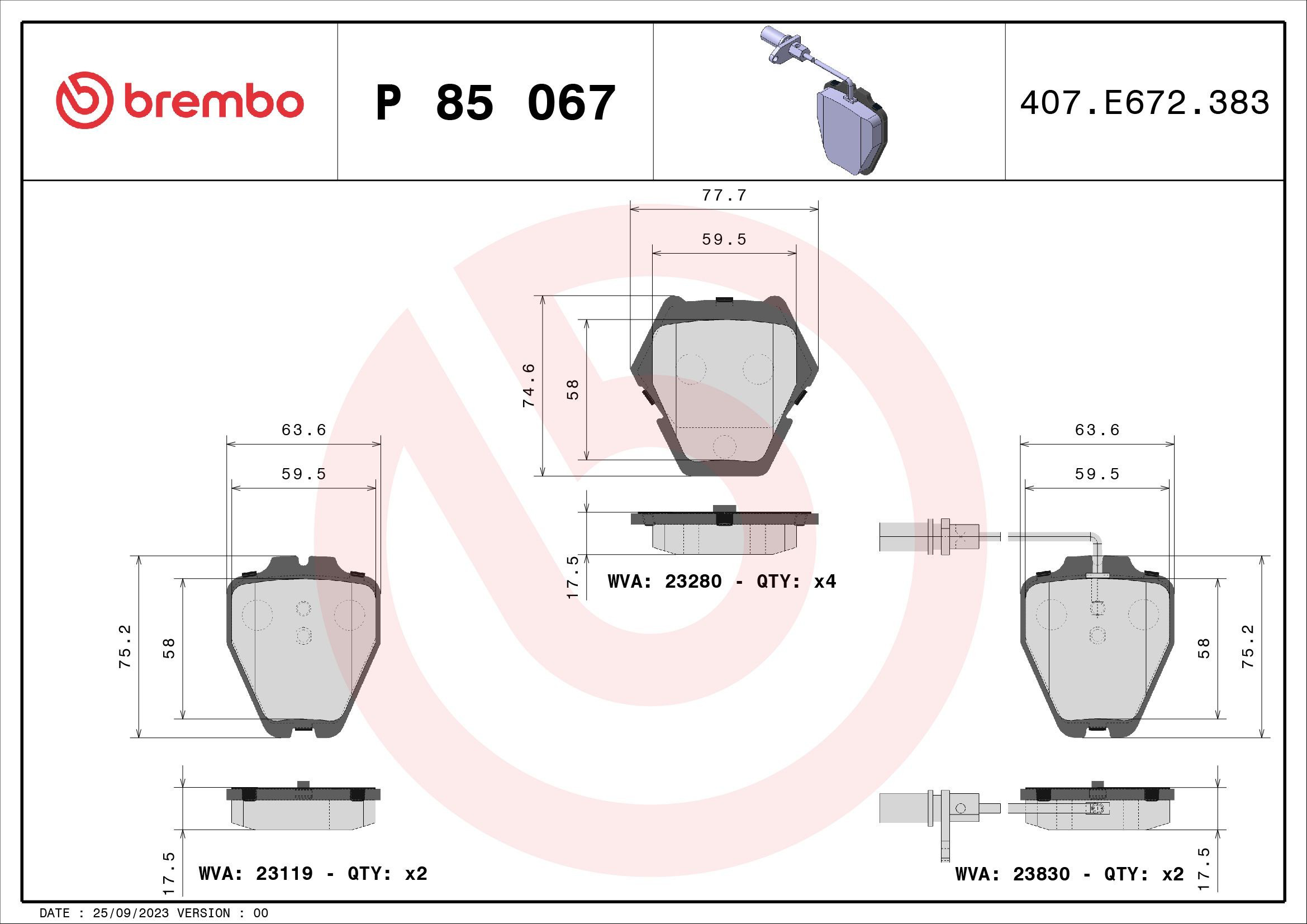 Гальмівні колодки Brembo P85067 ціна, від 34.36 USD