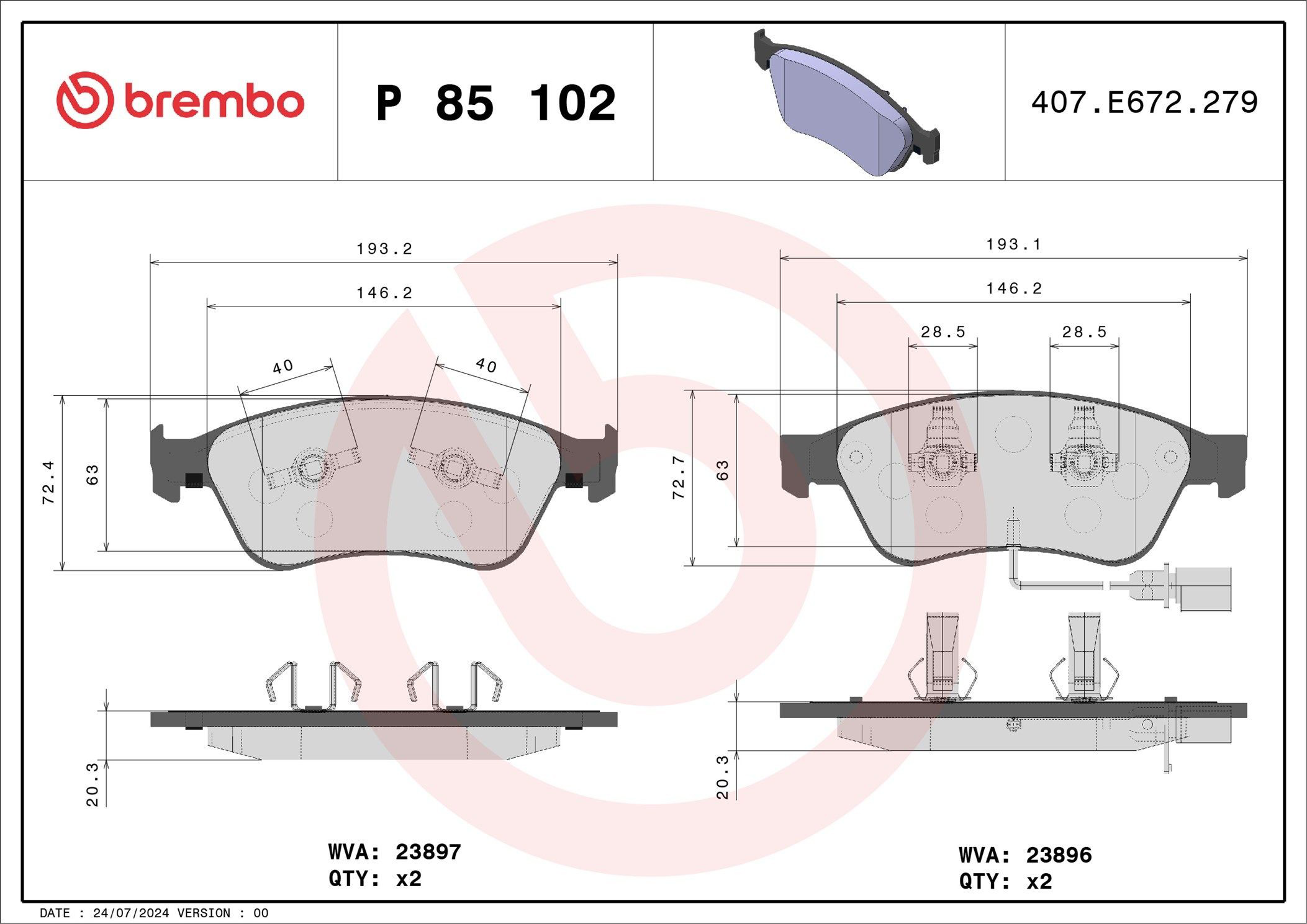 Гальмівні колодки Brembo P85102 ціна, від 77.79 USD