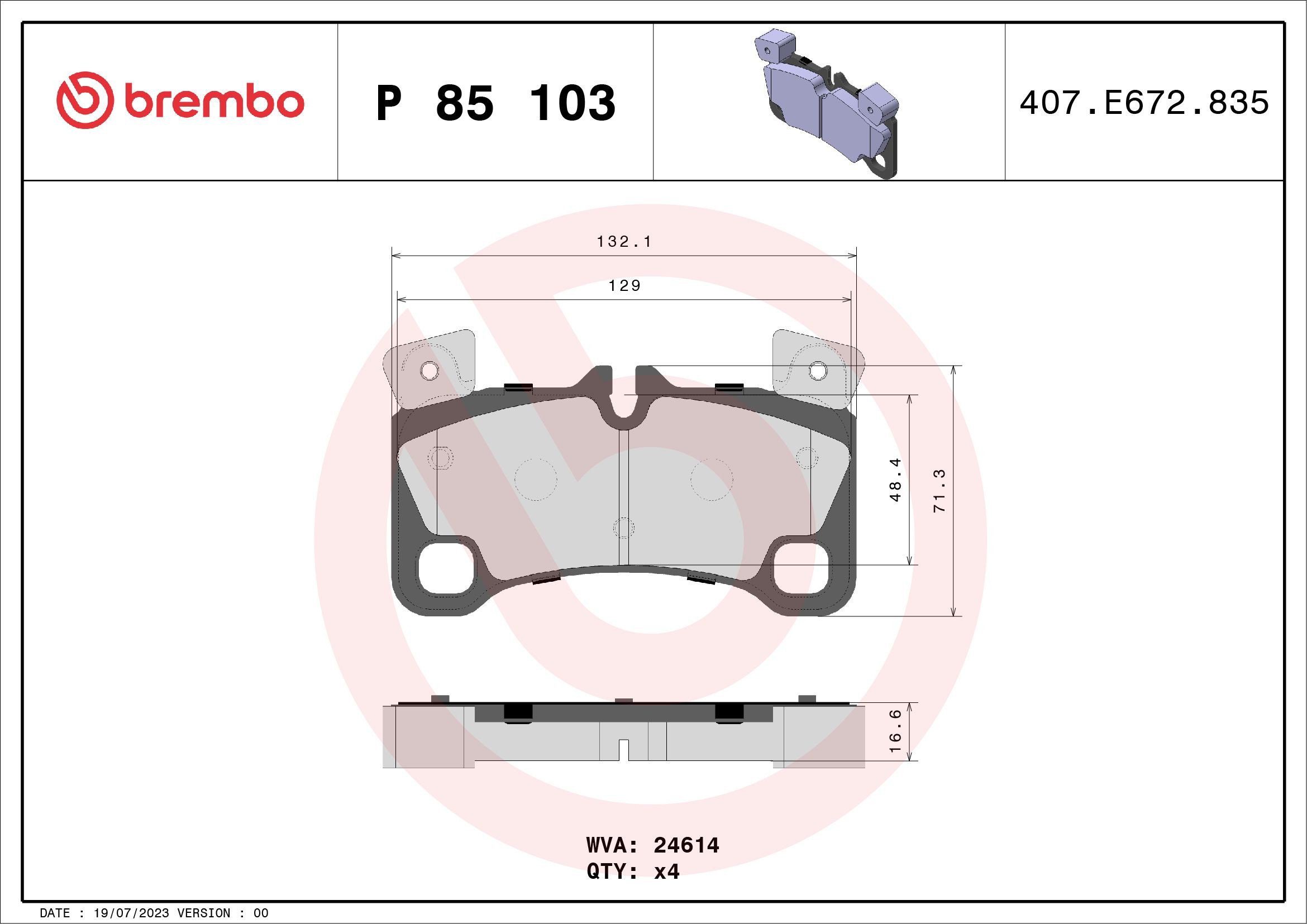 Задні гальмівні колодки Brembo P85103 ціна, від 105.48 USD