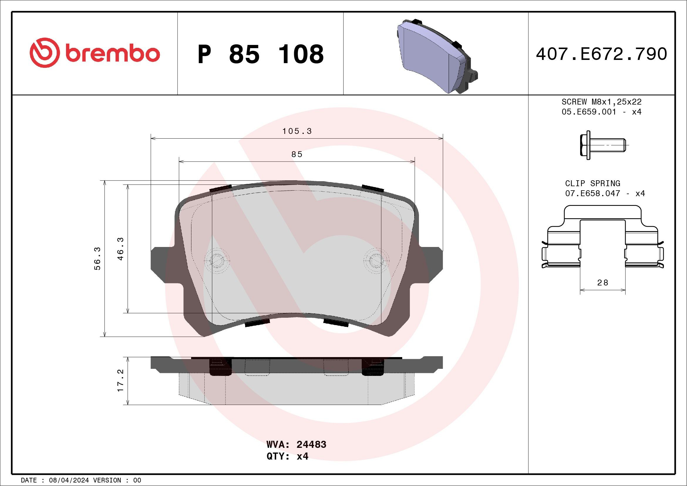 Задні гальмівні колодки Brembo P85108 ціна, від 35.05 USD
