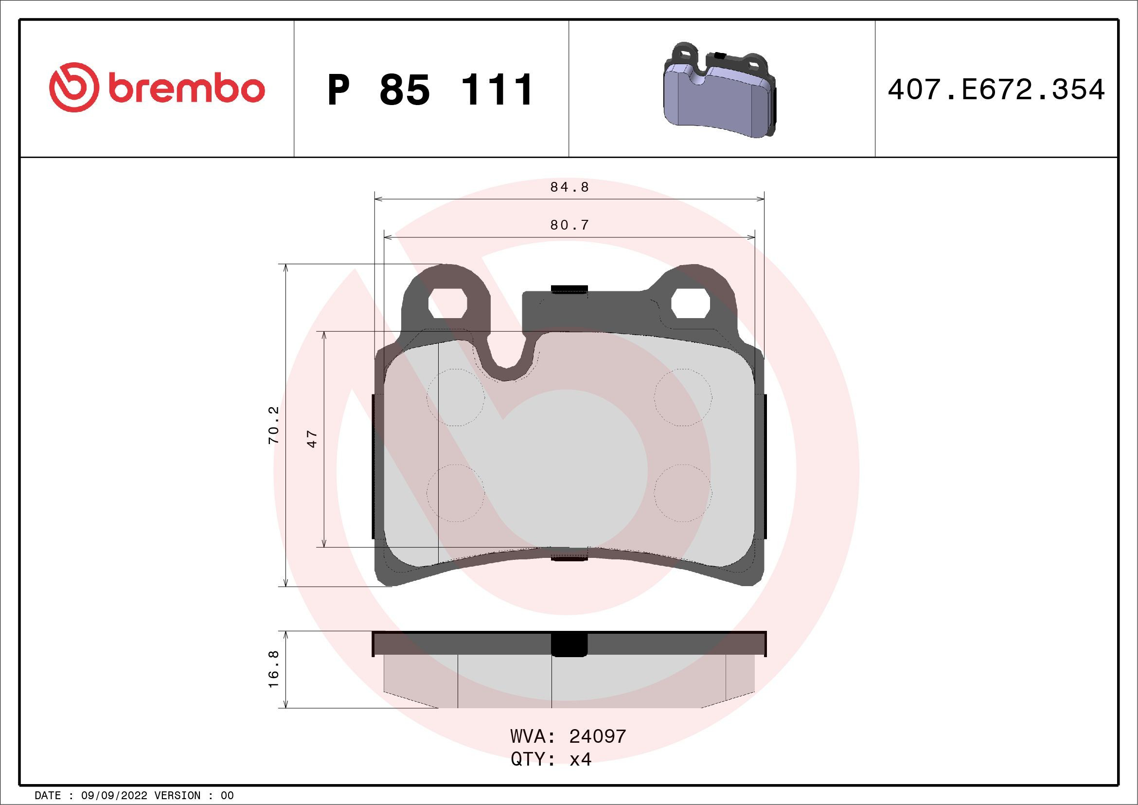 Задні гальмівні колодки Brembo P85111 ціна, від 41.59 USD