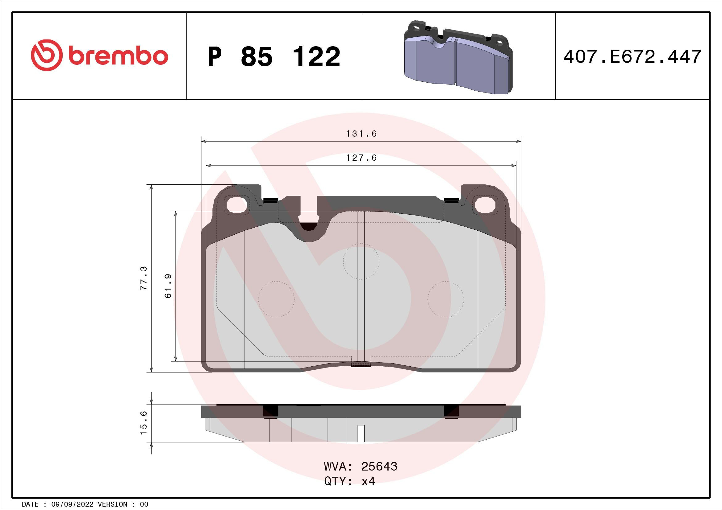 Тормозні колодки Brembo P85122