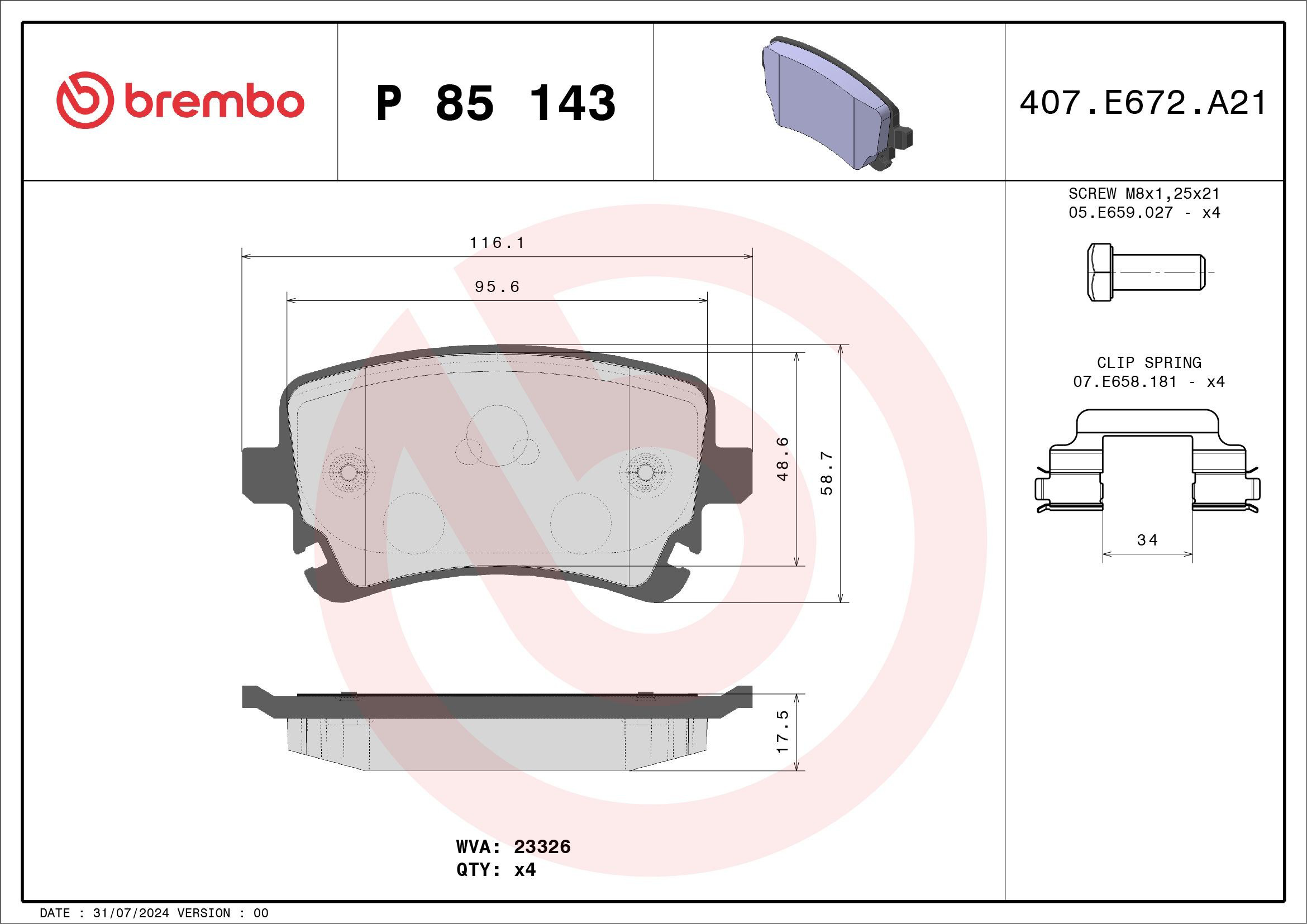 Задні гальмівні колодки Brembo P85143 ціна, від 29.37 USD