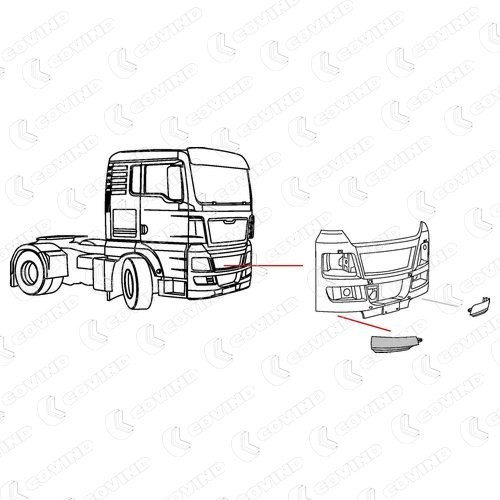 TGX92 Covind Бампер передній ікло праве