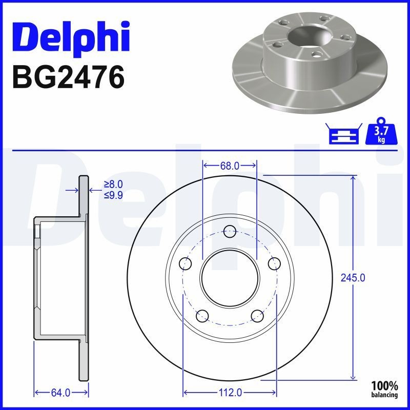Купити BG2746 Delphi Диск заднього гальма