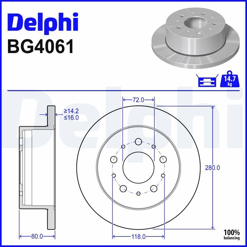 Купити BG4061 Delphi Диск заднього гальма