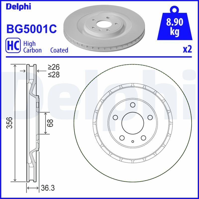 Купити BG5001C Delphi Диск заднього гальма
