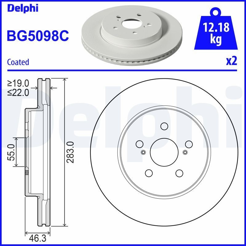 Диск переднього гальма Delphi BG5098C ціна, від 44.29 USD